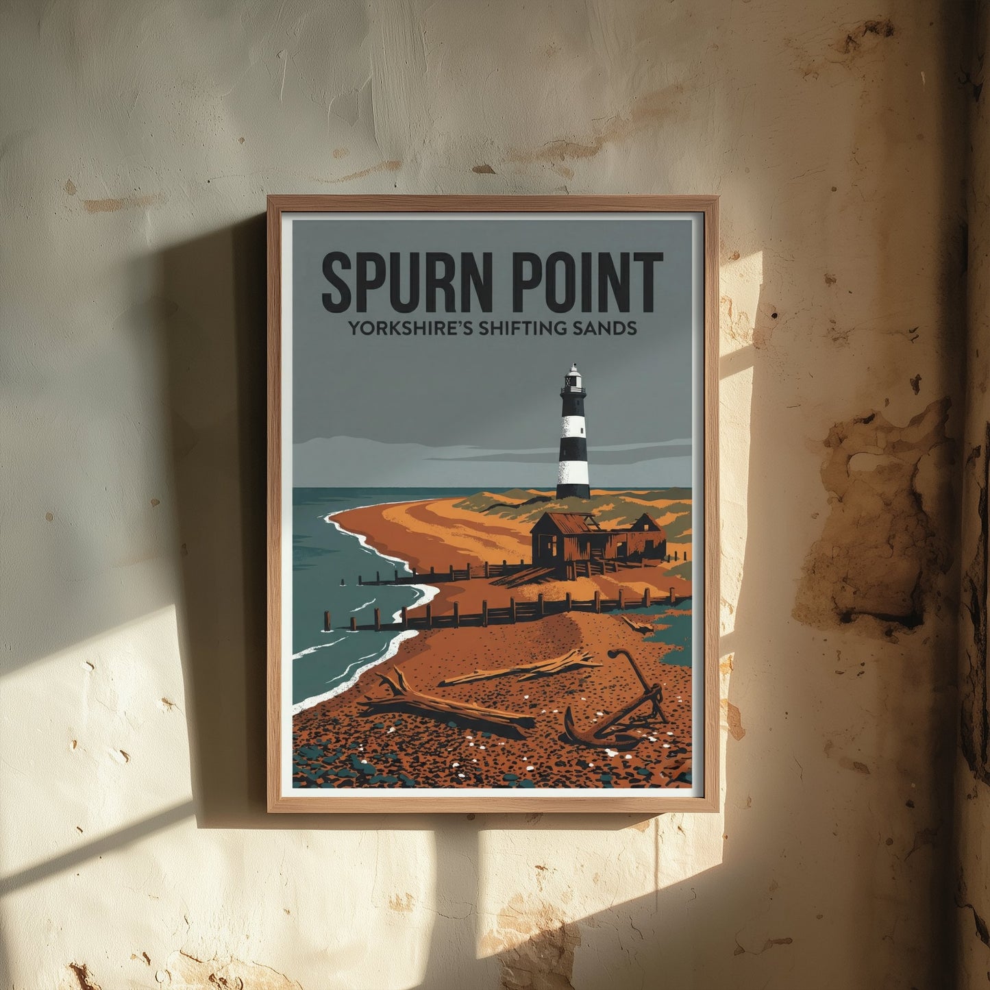 Spurn Point Travel Poster - Yorkshire Coast Art Print - Retro Screenprint Illustration - Eerie Edgelands 2/3