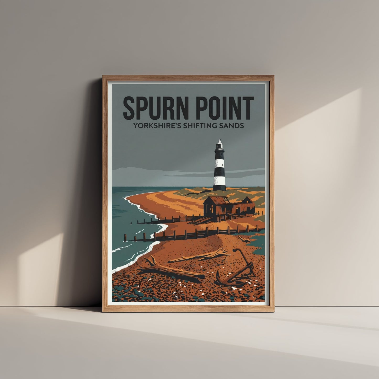 Spurn Point Travel Poster - Yorkshire Coast Art Print - Retro Screenprint Illustration - Eerie Edgelands 2/3