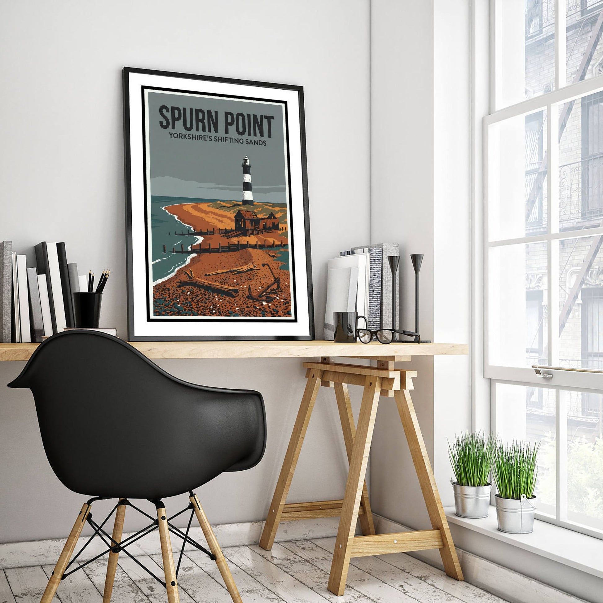 Spurn Point Travel Poster - Yorkshire Coast Art Print - Retro Screenprint Illustration - Eerie Edgelands 2/3