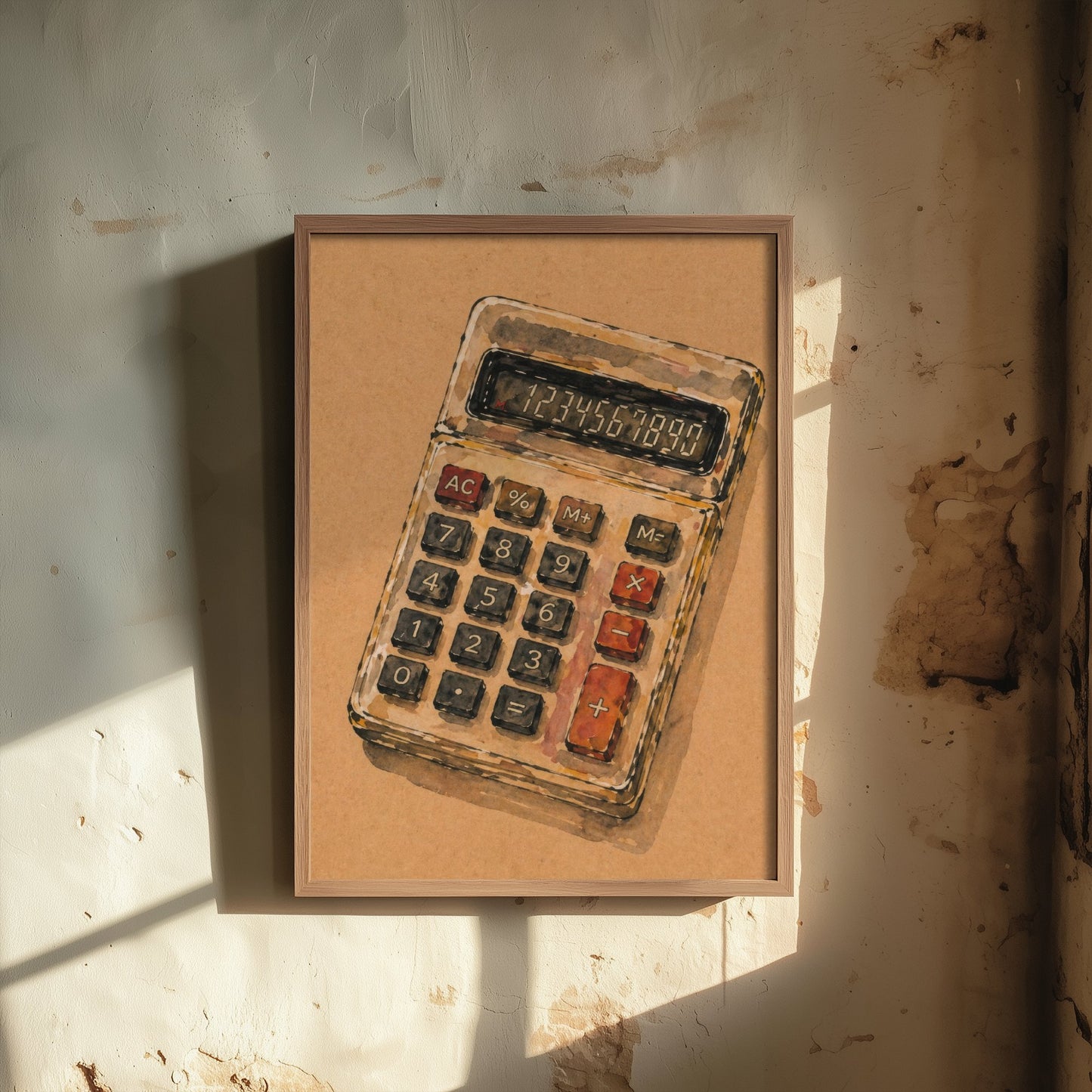 Accountant Gift Art Print - Calculator Watercolour Poster - Expressive Office Painting - Bookkeeper Gift 3/3