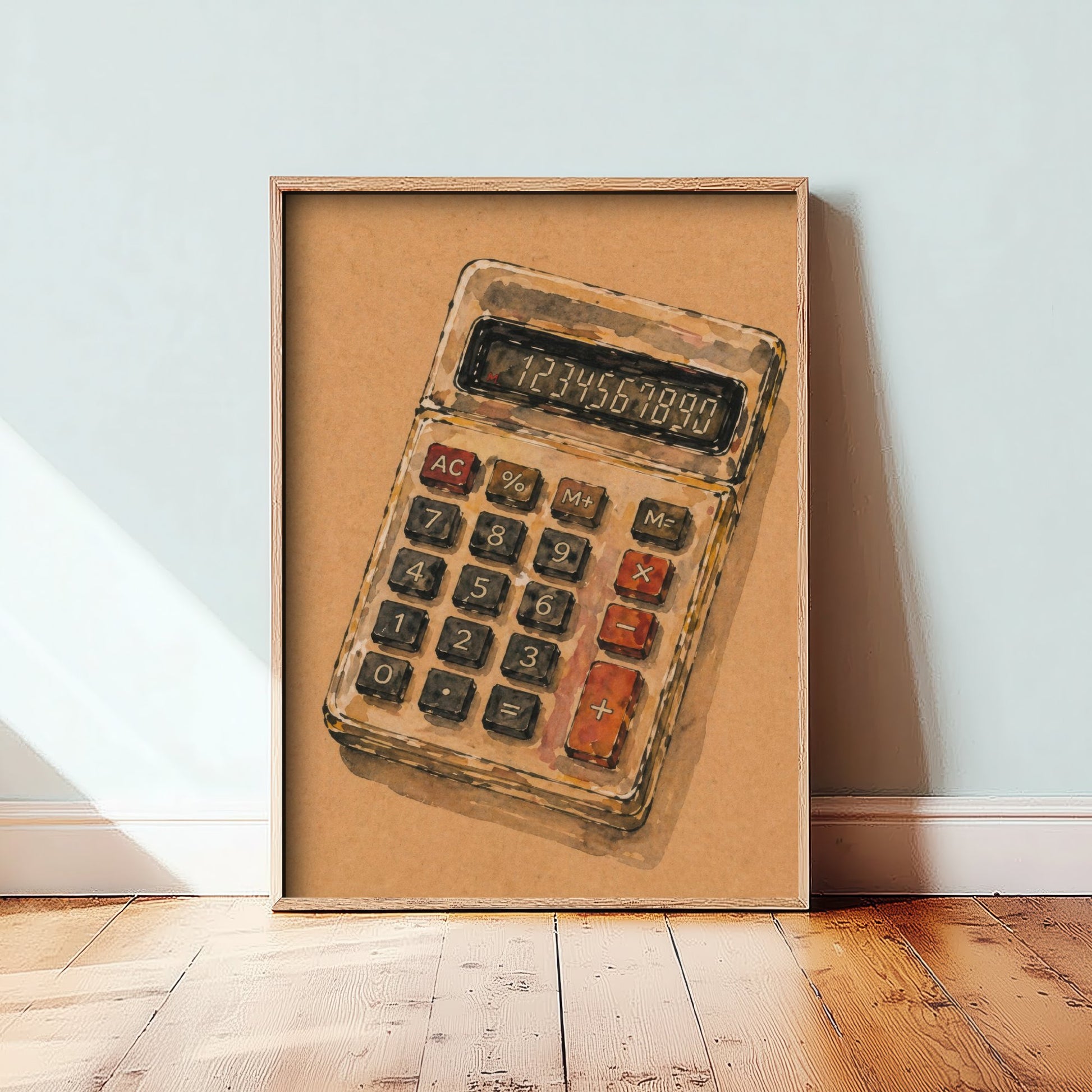 Accountant Gift Art Print - Calculator Watercolour Poster - Expressive Office Painting - Bookkeeper Gift 3/3