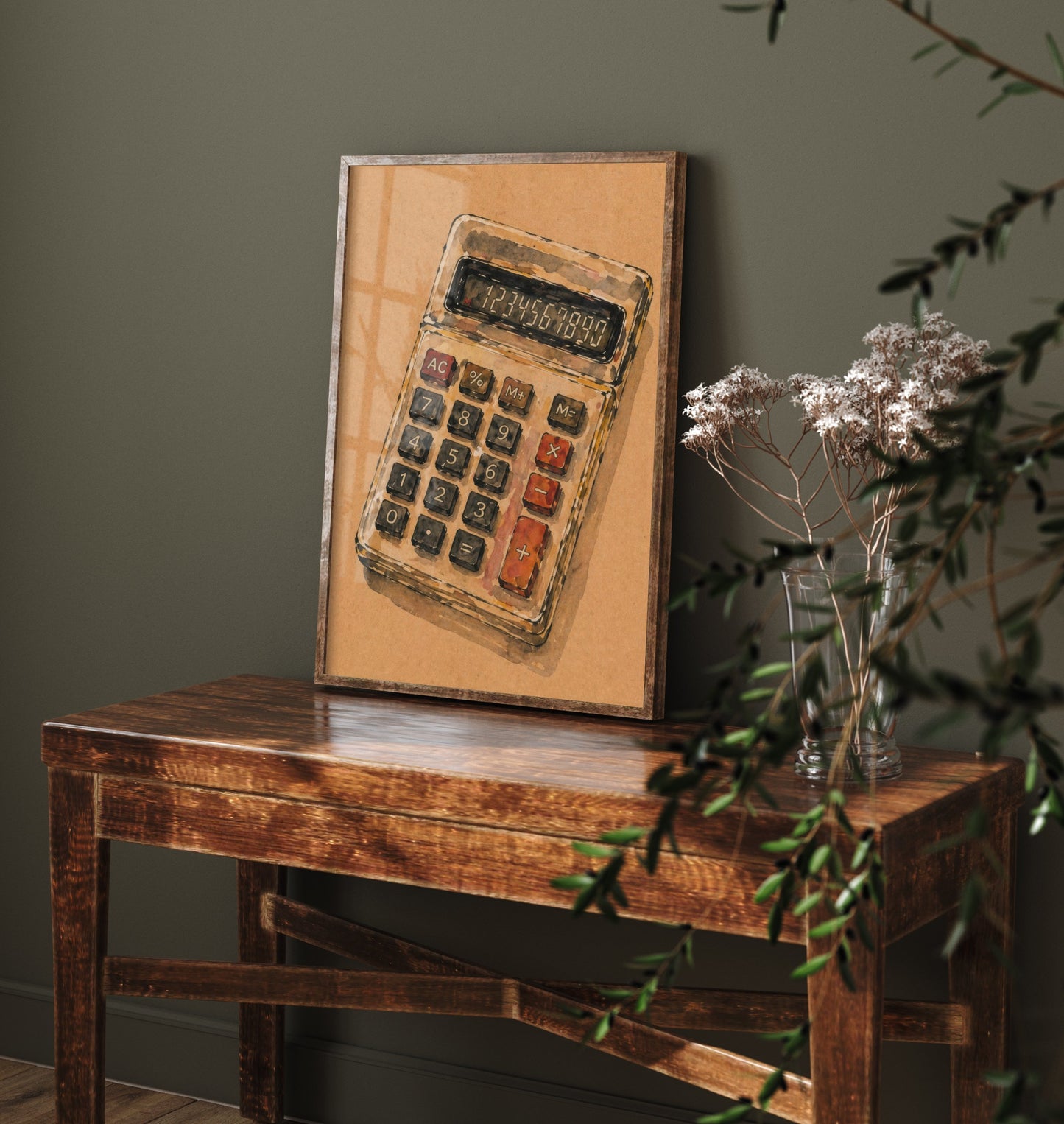 Accountant Gift Art Print - Calculator Watercolour Poster - Expressive Office Painting - Bookkeeper Gift 3/3
