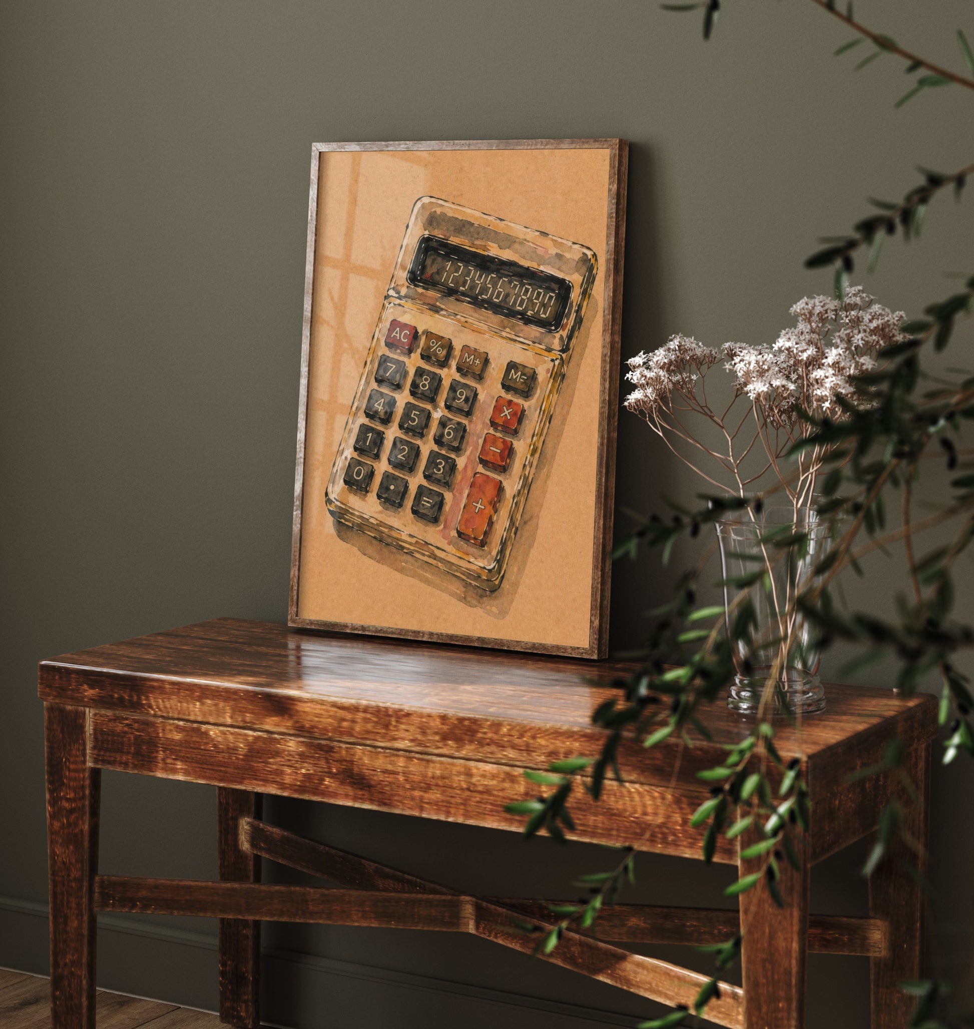 Accountant Gift Art Print - Calculator Watercolour Poster - Expressive Office Painting - Bookkeeper Gift 3/3