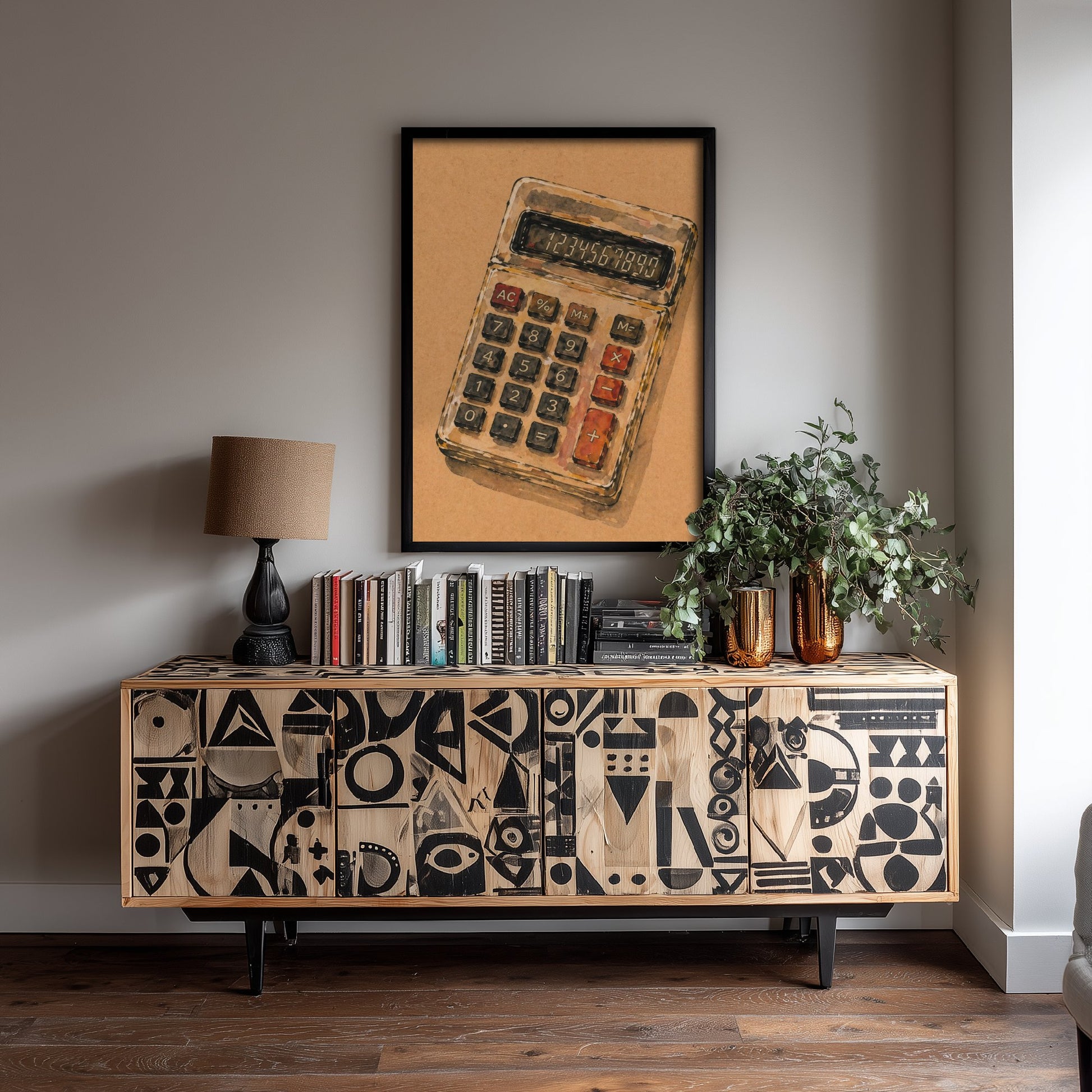 Accountant Gift Art Print - Calculator Watercolour Poster - Expressive Office Painting - Bookkeeper Gift 3/3