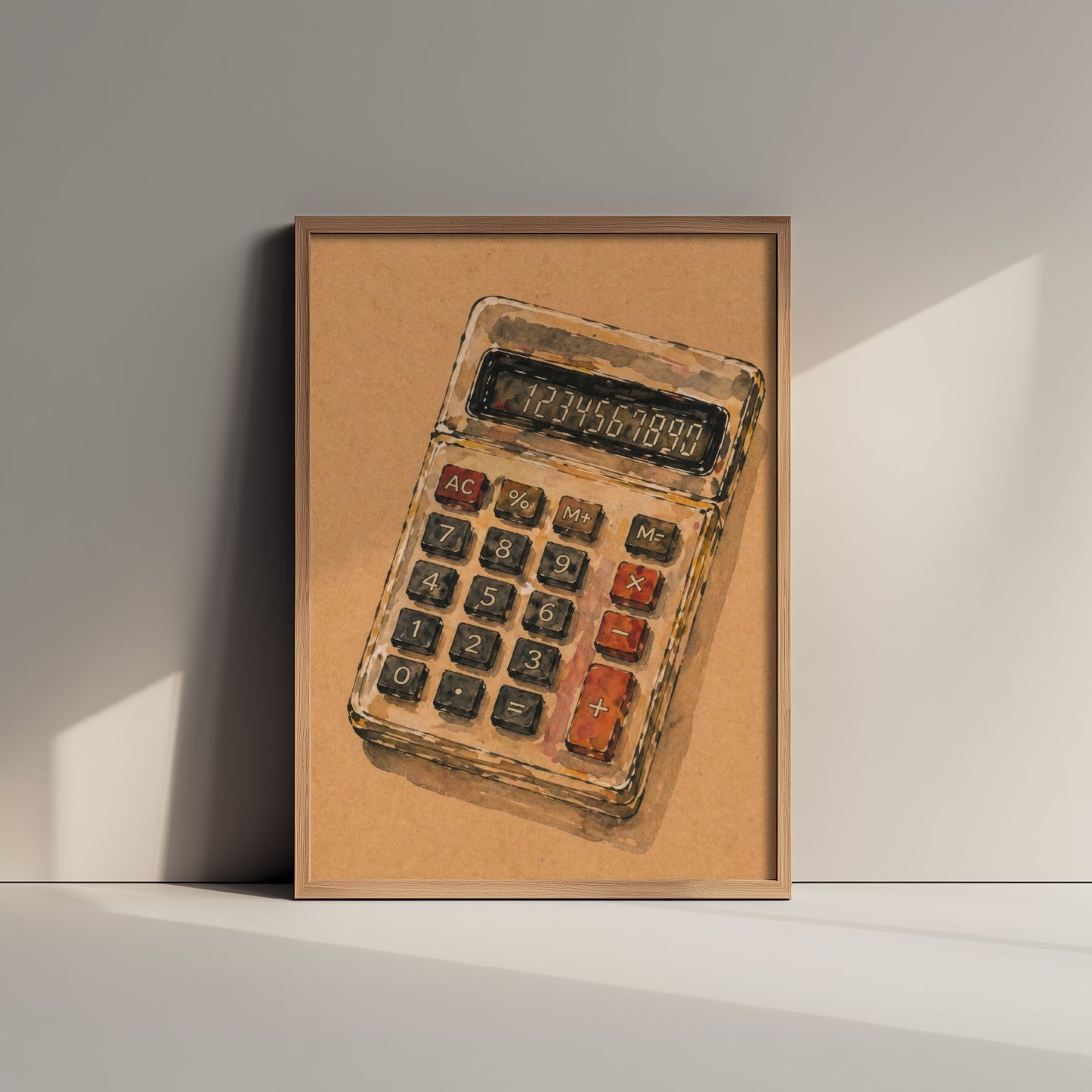 Accountant Gift Art Print - Calculator Watercolour Poster - Expressive Office Painting - Bookkeeper Gift 3/3