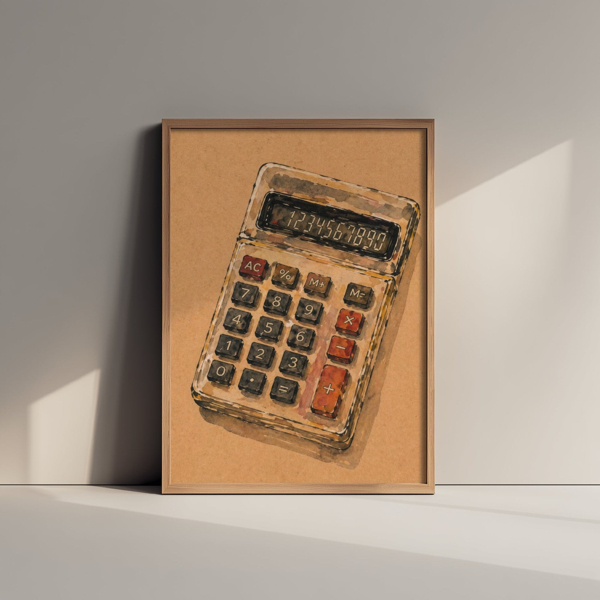 Accountant Gift Art Print - Calculator Watercolour Poster - Expressive Office Painting - Bookkeeper Gift 3/3