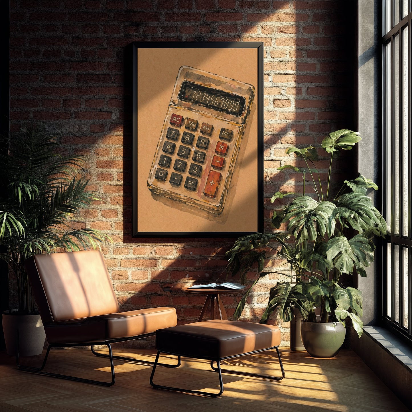 Accountant Gift Art Print - Calculator Watercolour Poster - Expressive Office Painting - Bookkeeper Gift 3/3