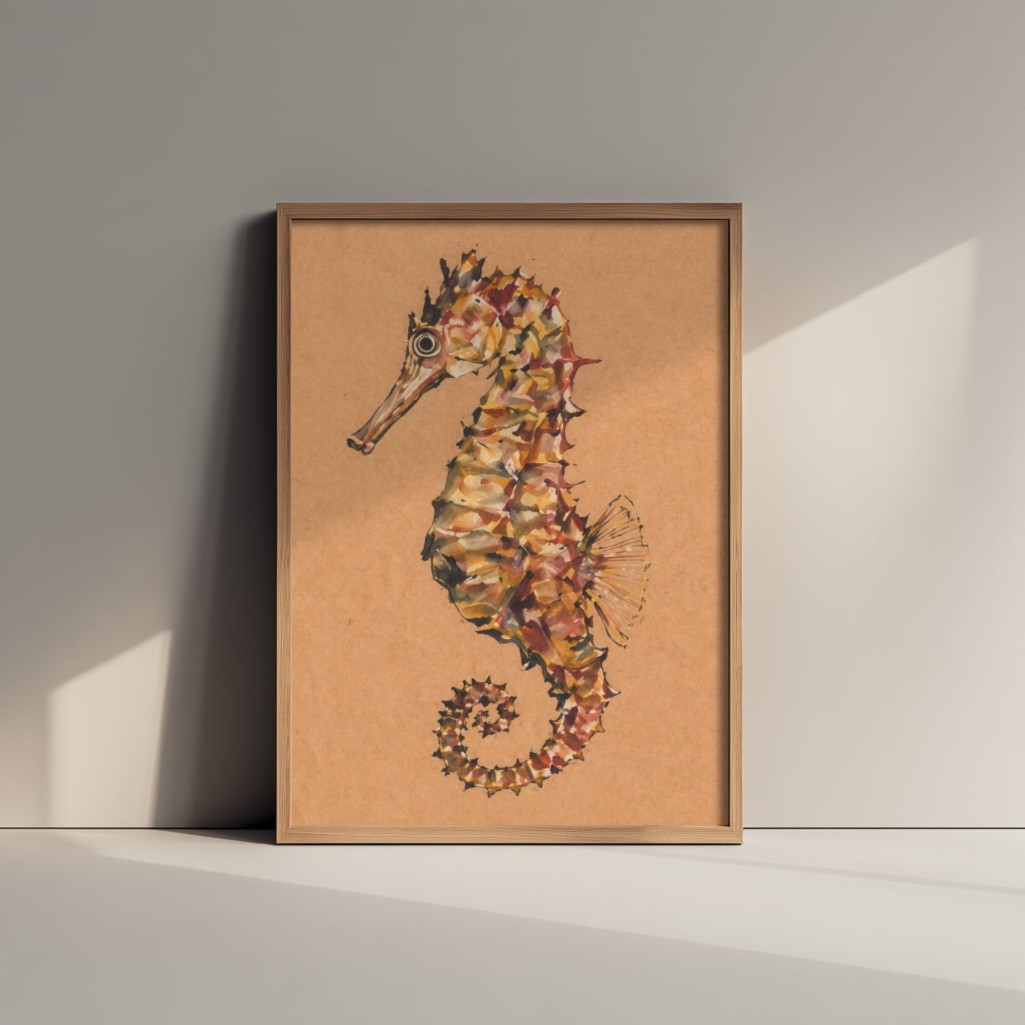 Seahorse Art Print - Expressive Watercolour Painting Poster - Egon Schiele Style Sea Life - Nautical Wall Art 1/3