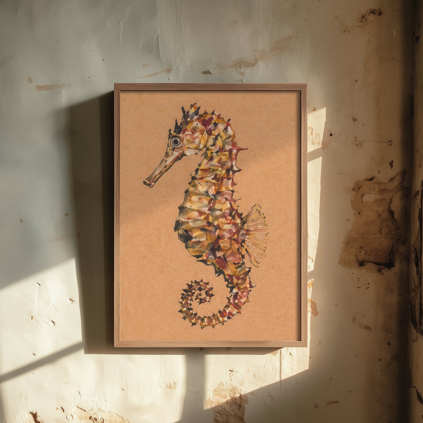 Seahorse Art Print - Expressive Watercolour Painting Poster - Egon Schiele Style Sea Life - Nautical Wall Art 1/3