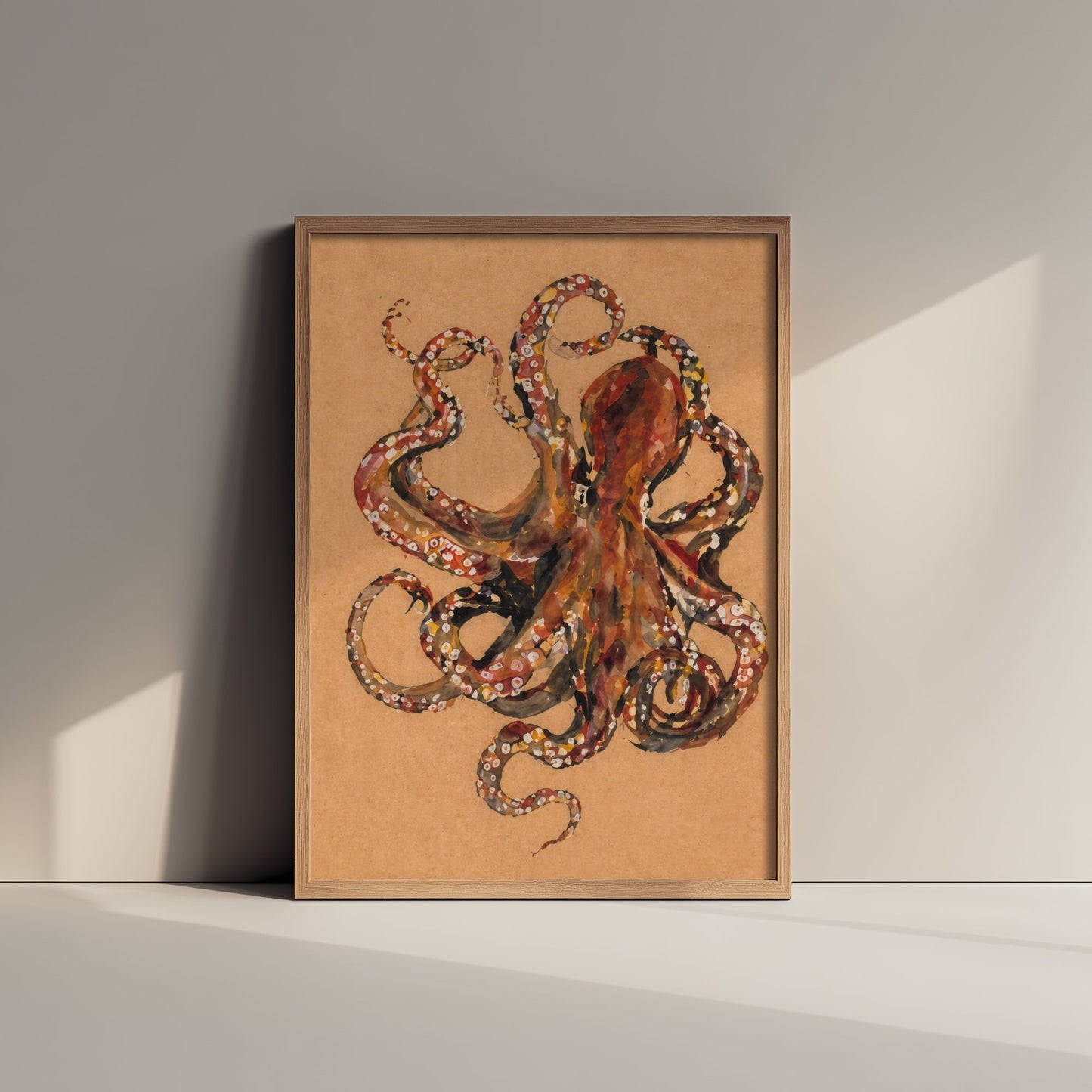 Octopus Art Print - Expressive Watercolour Painting Poster - Egon Schiele Style Sea Life - Nautical Wall Art 2/3