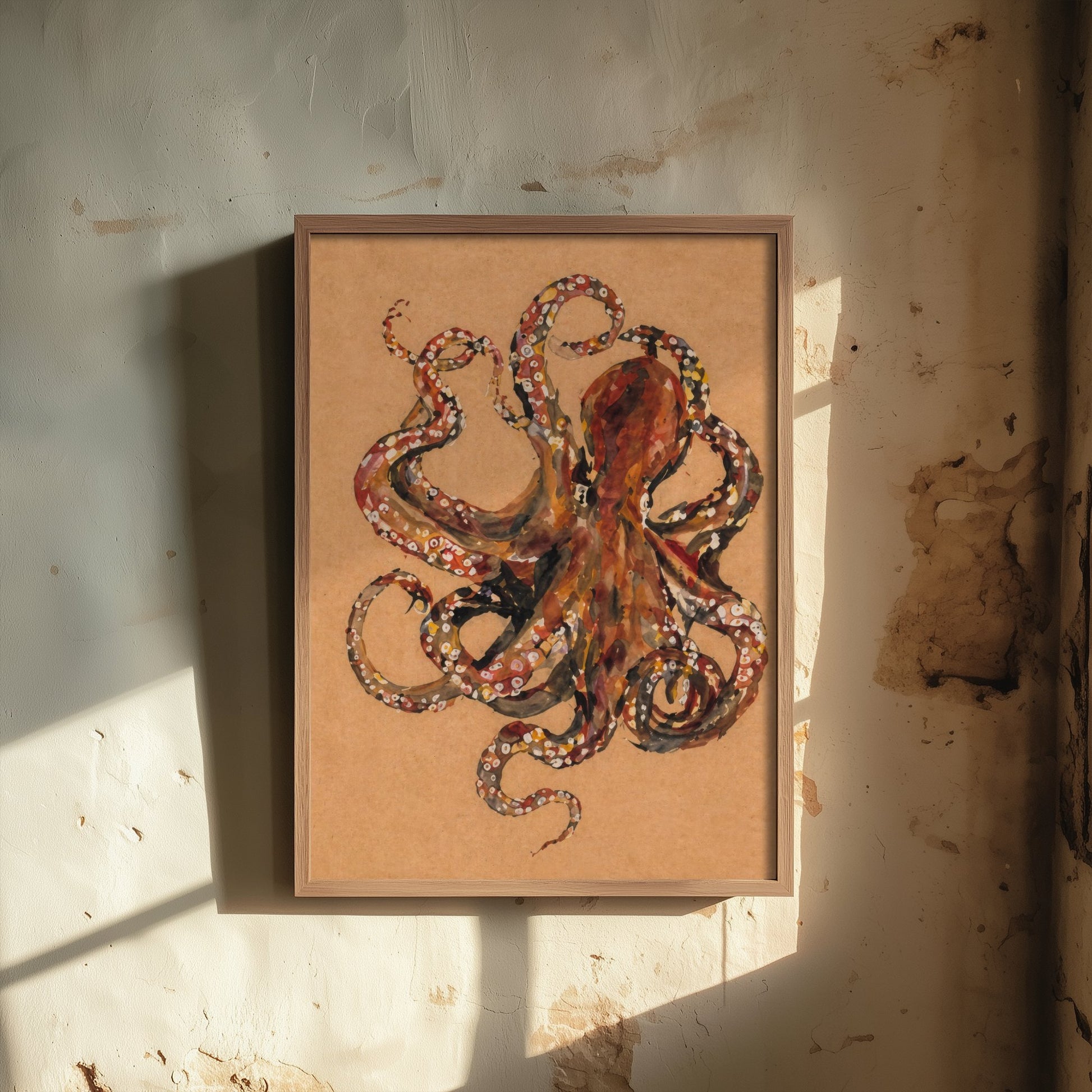 Octopus Art Print - Expressive Watercolour Painting Poster - Egon Schiele Style Sea Life - Nautical Wall Art 2/3