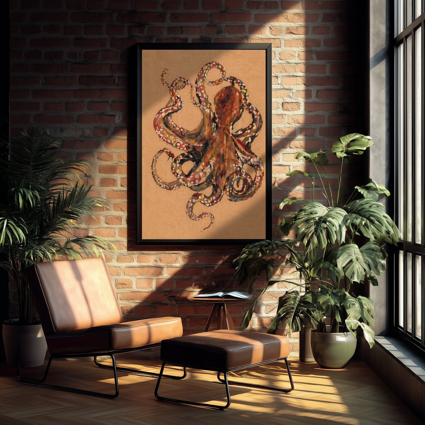Octopus Art Print - Expressive Watercolour Painting Poster - Egon Schiele Style Sea Life - Nautical Wall Art 2/3