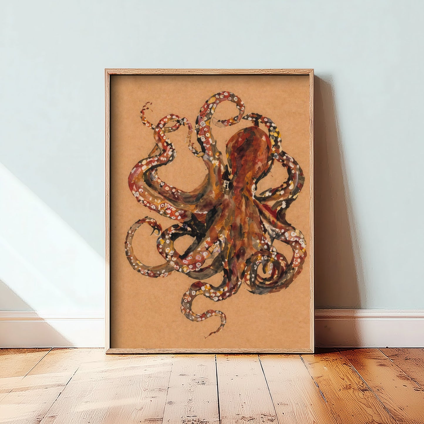 Octopus Art Print - Expressive Watercolour Painting Poster - Egon Schiele Style Sea Life - Nautical Wall Art 2/3