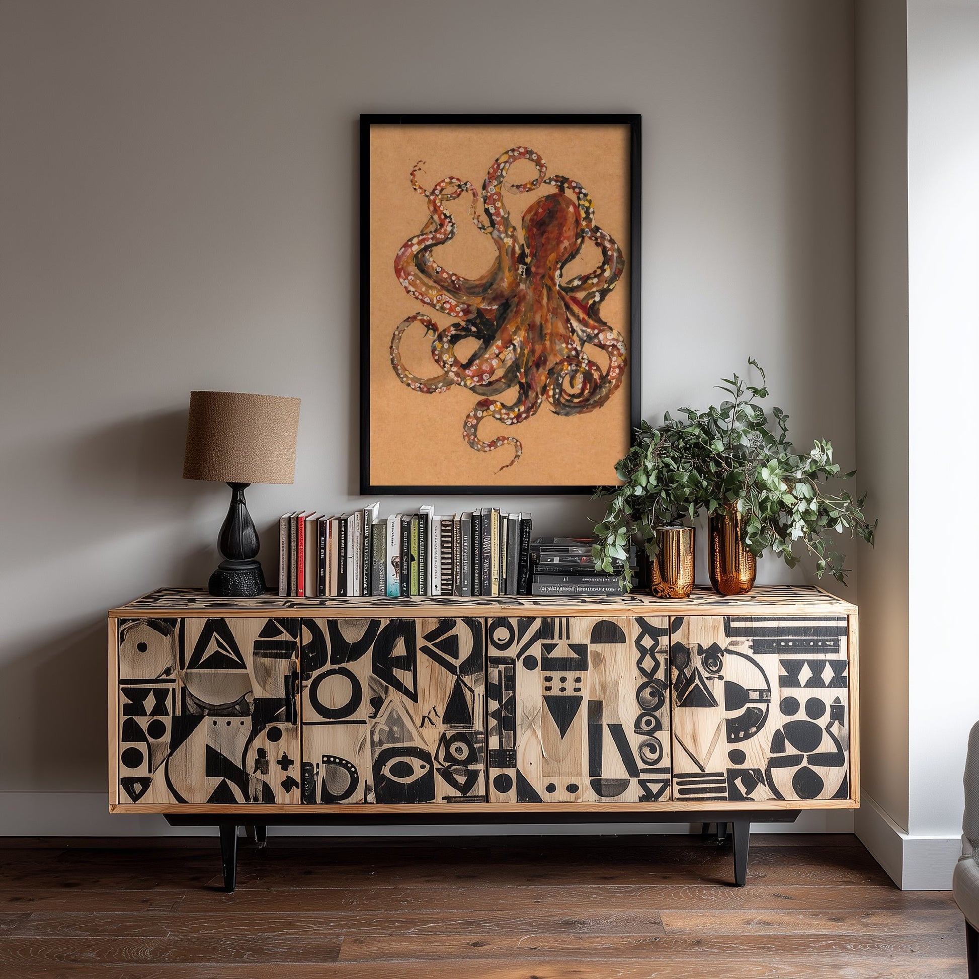 Octopus Art Print - Expressive Watercolour Painting Poster - Egon Schiele Style Sea Life - Nautical Wall Art 2/3