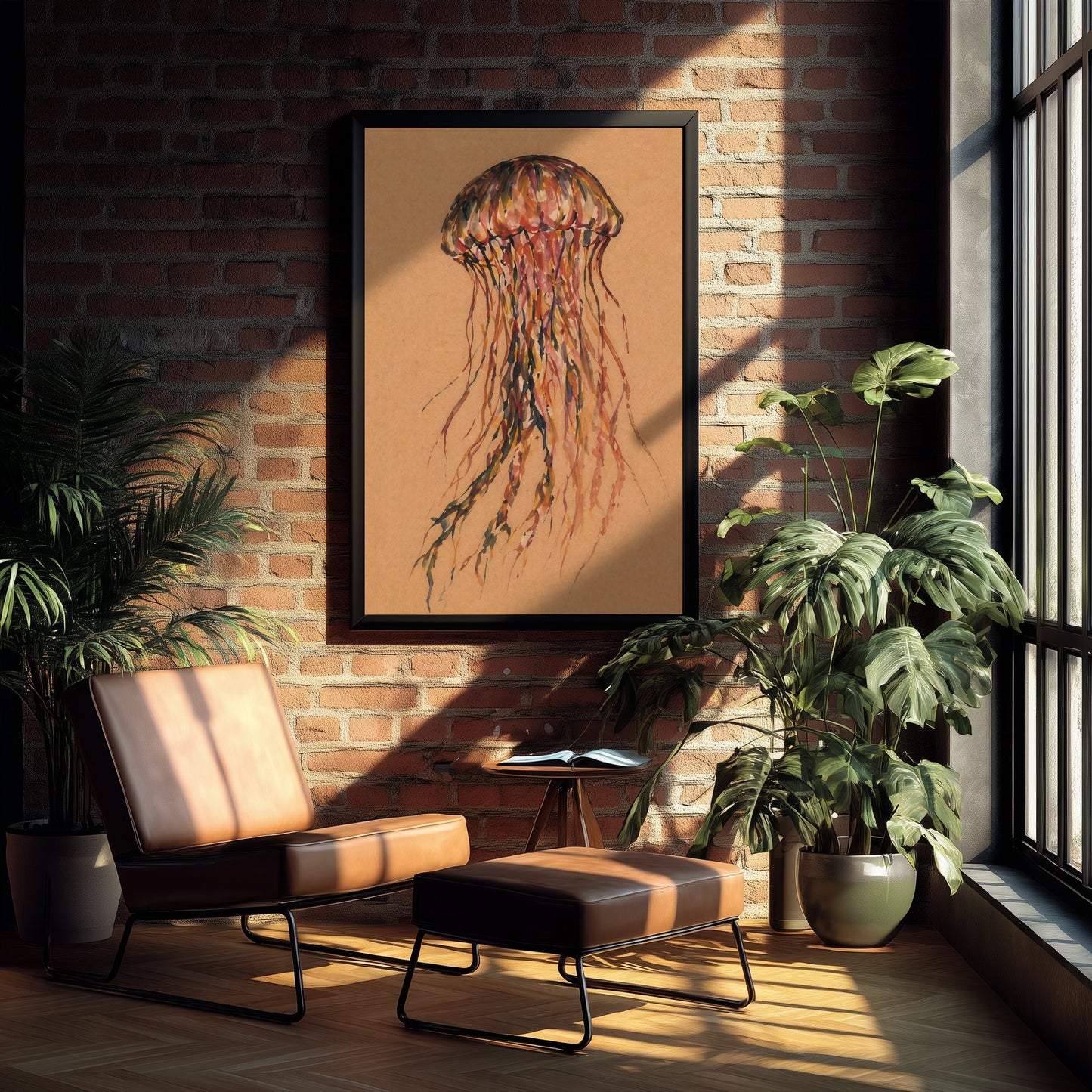 Jellyfish Art Print - Expressive Watercolour Painting Poster - Egon Schiele Style Sea Life - Nautical Wall Art 3/3
