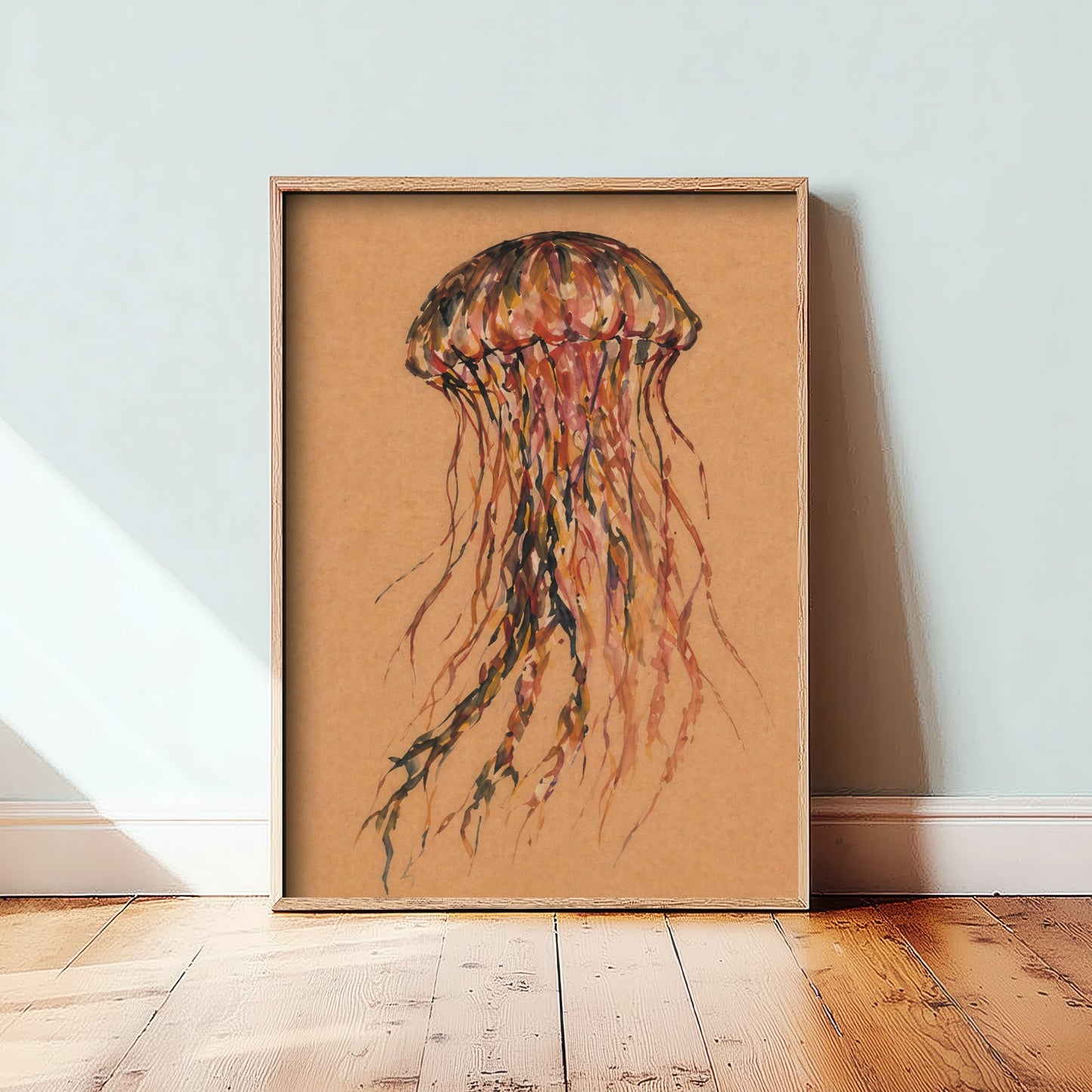 Jellyfish Art Print - Expressive Watercolour Painting Poster - Egon Schiele Style Sea Life - Nautical Wall Art 3/3