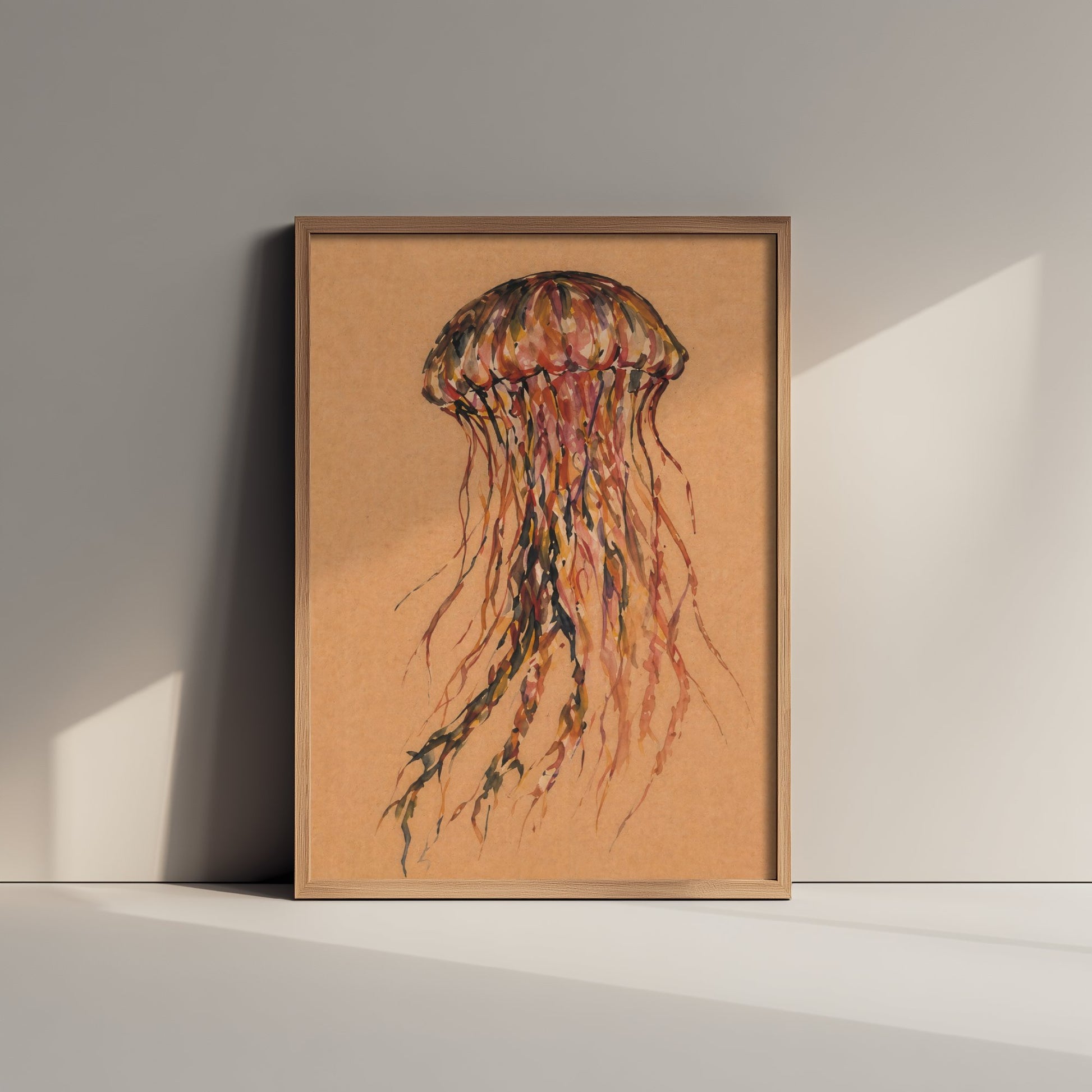 Jellyfish Art Print - Expressive Watercolour Painting Poster - Egon Schiele Style Sea Life - Nautical Wall Art 3/3