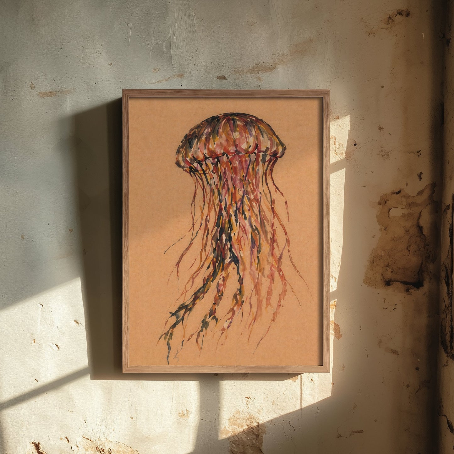 Jellyfish Art Print - Expressive Watercolour Painting Poster - Egon Schiele Style Sea Life - Nautical Wall Art 3/3