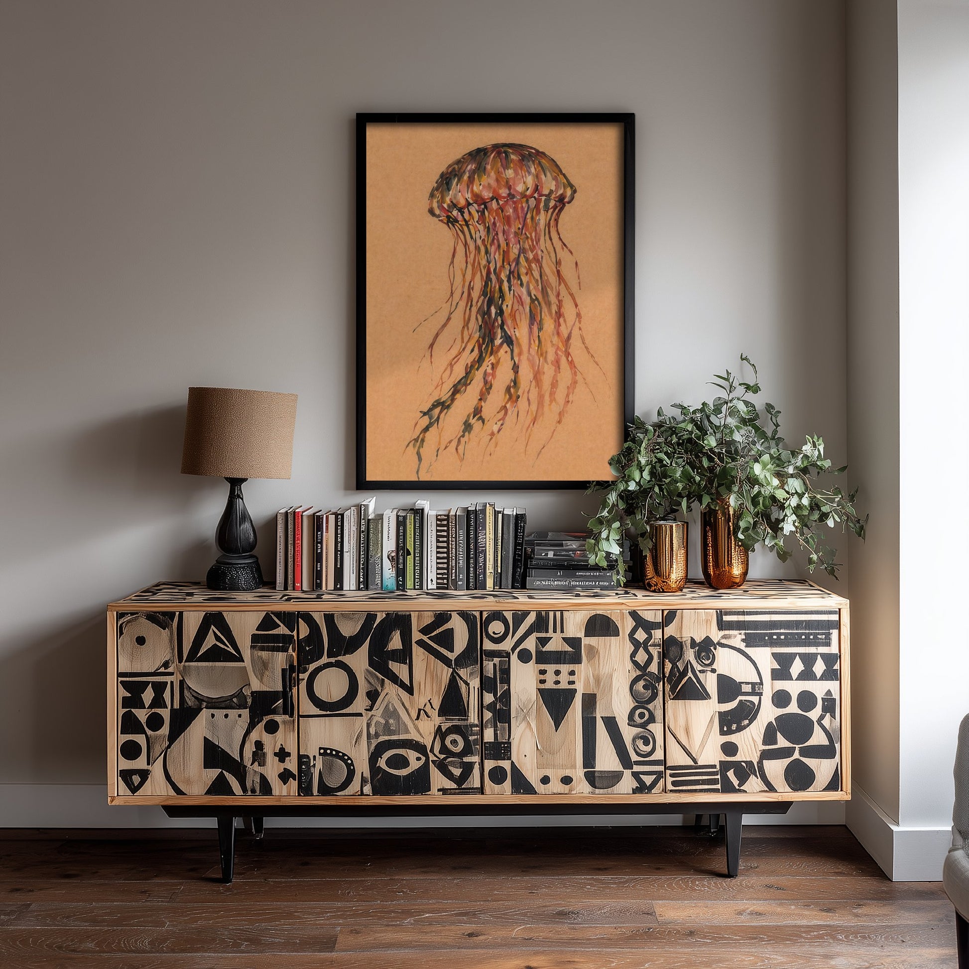 Jellyfish Art Print - Expressive Watercolour Painting Poster - Egon Schiele Style Sea Life - Nautical Wall Art 3/3