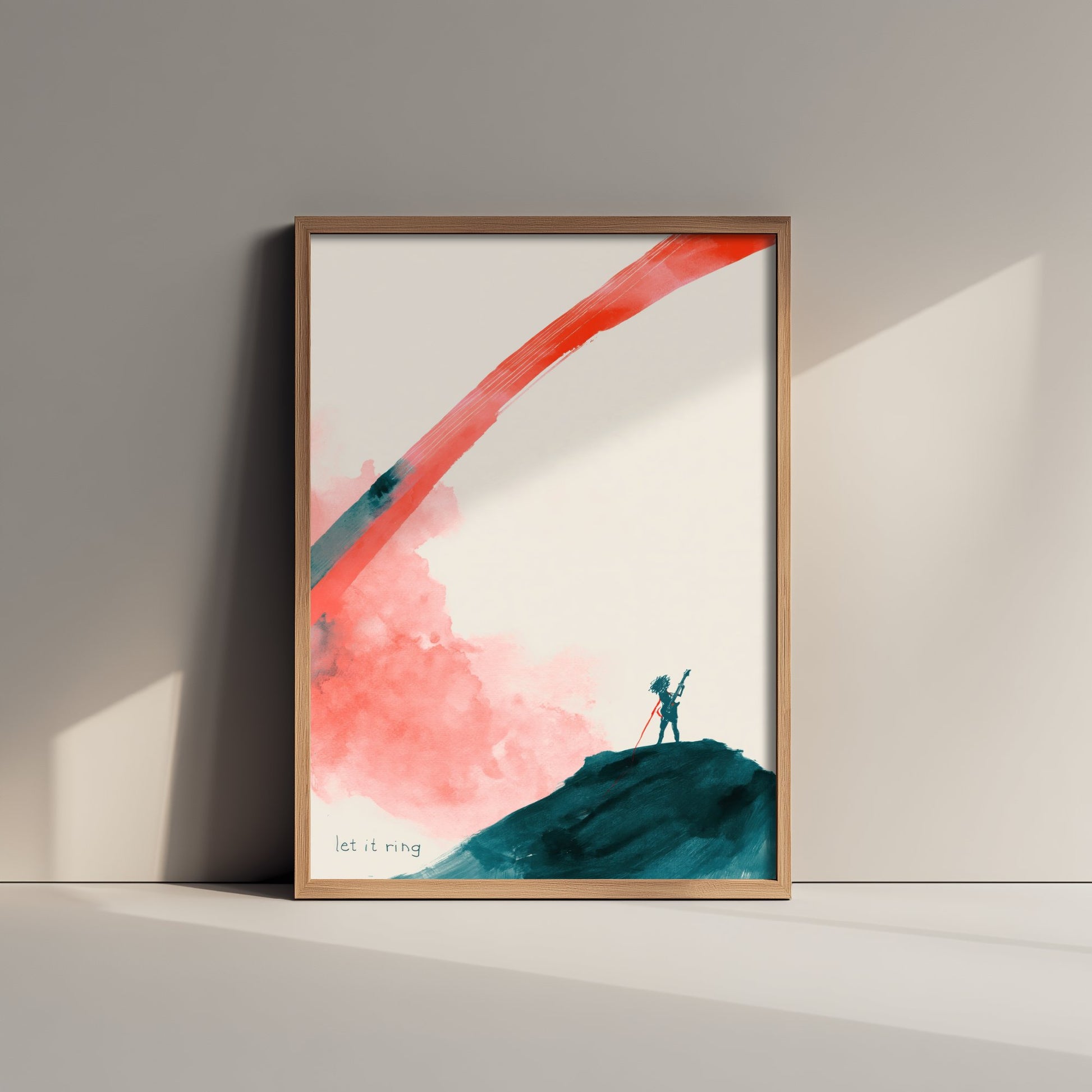 Electric Guitar Watercolour Art Print - Let It Ring Music Poster - Loose Ink Guitarist Wall Art 2/3