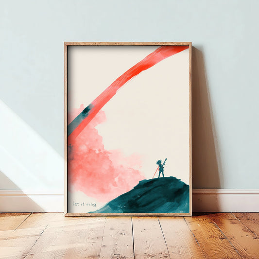 Electric Guitar Watercolour Art Print - Let It Ring Music Poster - Loose Ink Guitarist Wall Art 2/3