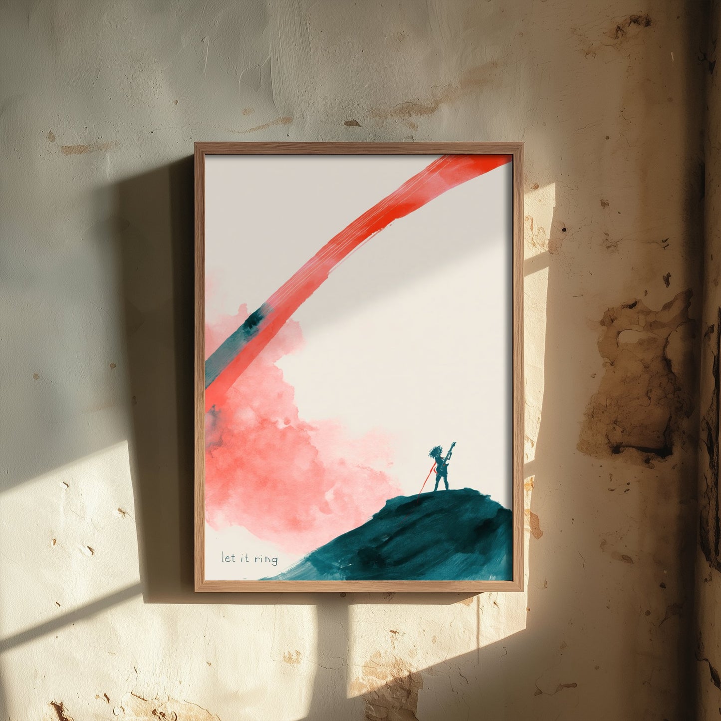 Electric Guitar Watercolour Art Print - Let It Ring Music Poster - Loose Ink Guitarist Wall Art 2/3