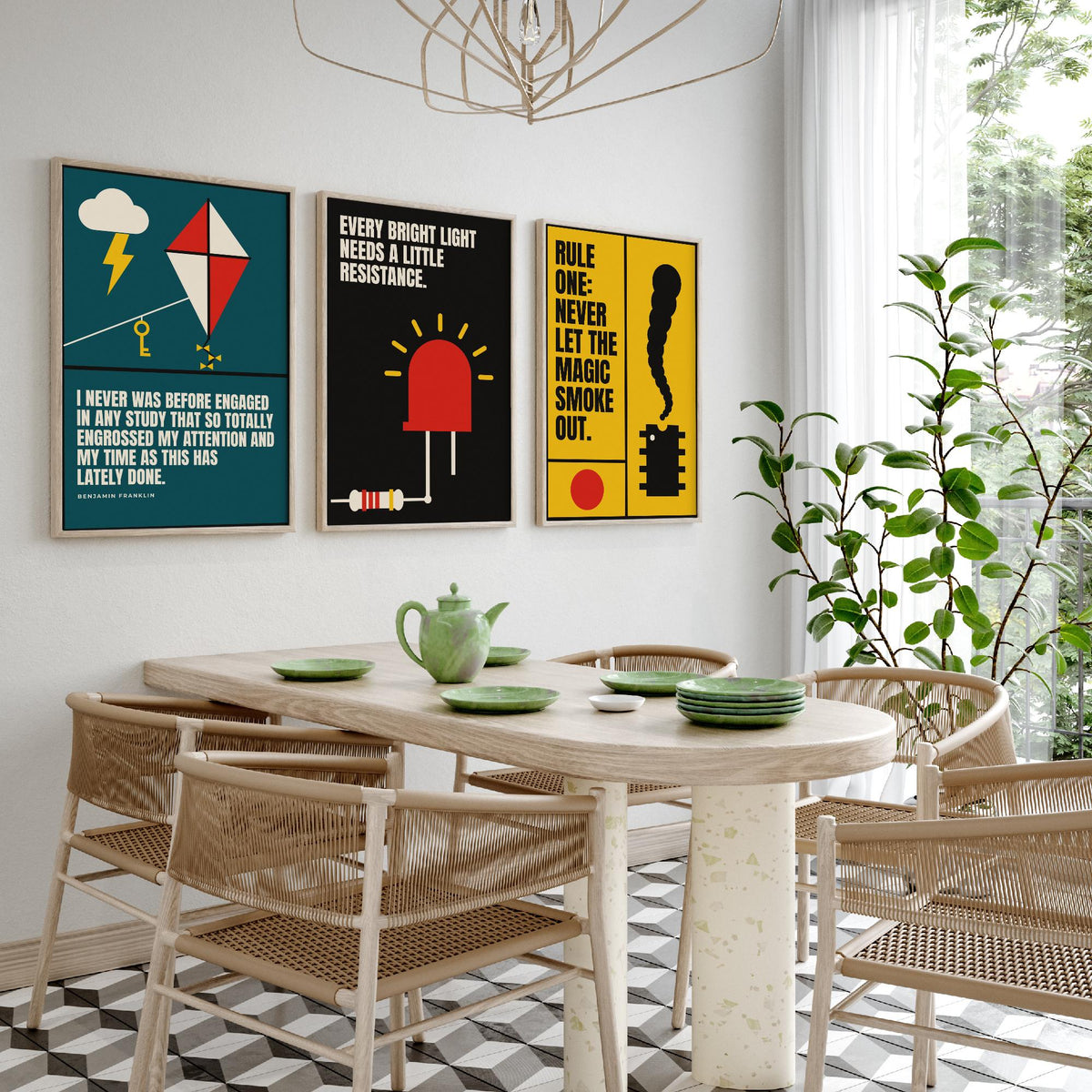 Electronics Quotes Set of Three Art Prints - 3 Bauhaus Circuits Maker Posters - Minimalist Tech Wall Art Illustration V1