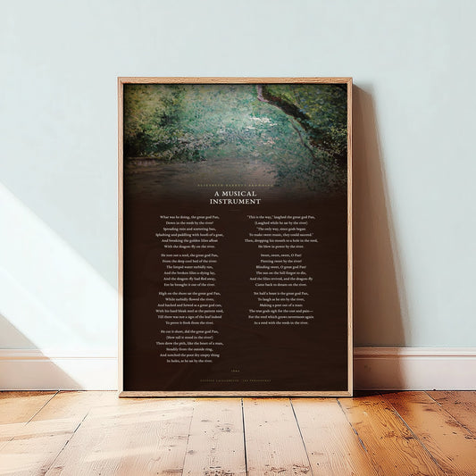 A Musical Instrument by Elizabeth Barrett Browning Art Print - Full Poem over Caillebotte Les Perissoires Painting - Great God Pan Poster