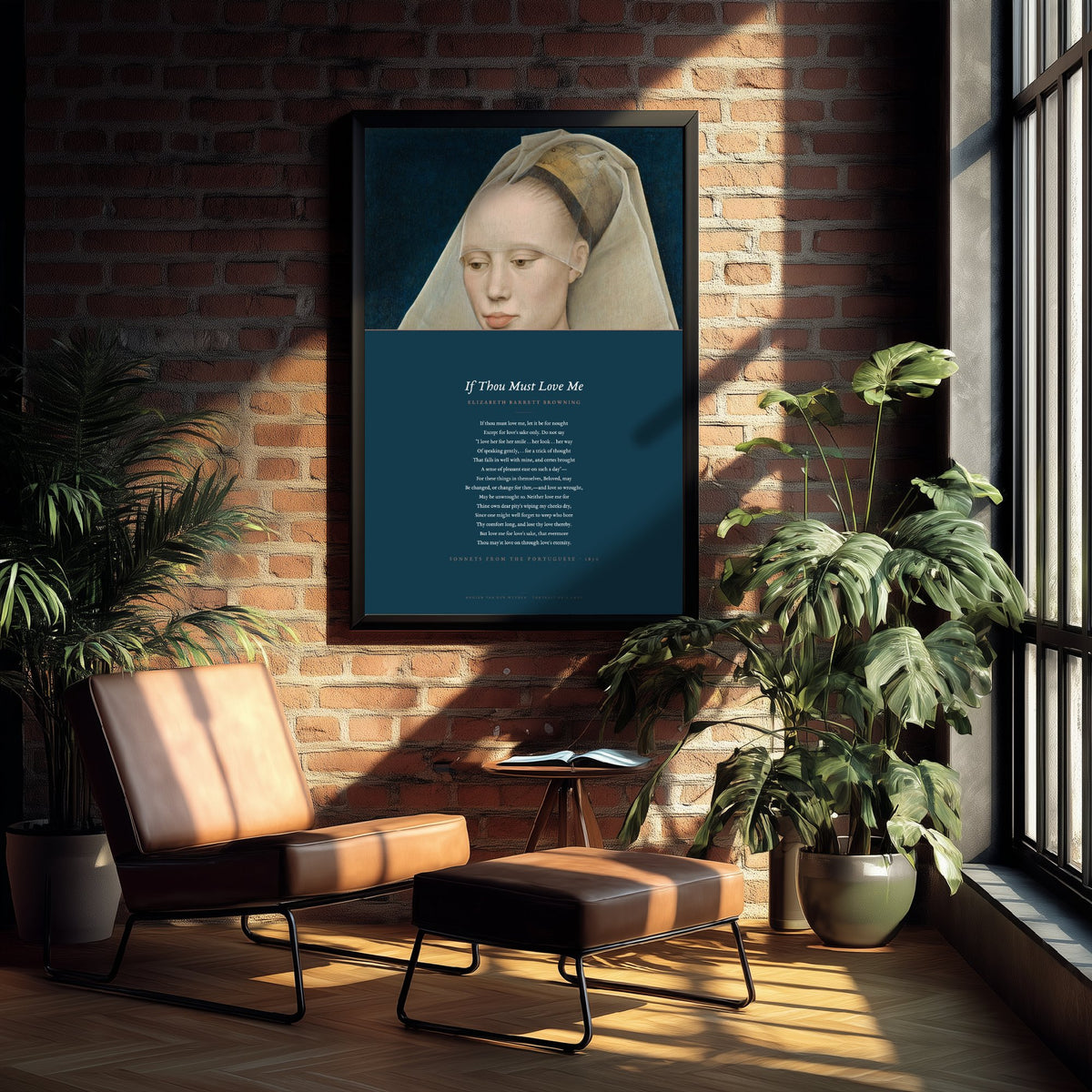 If Thou Must Love Me by Elizabeth Barrett Browning Art Print - Full Poem beneath Portrait of a Lady Classic Painting - Sonnet 14 Poster