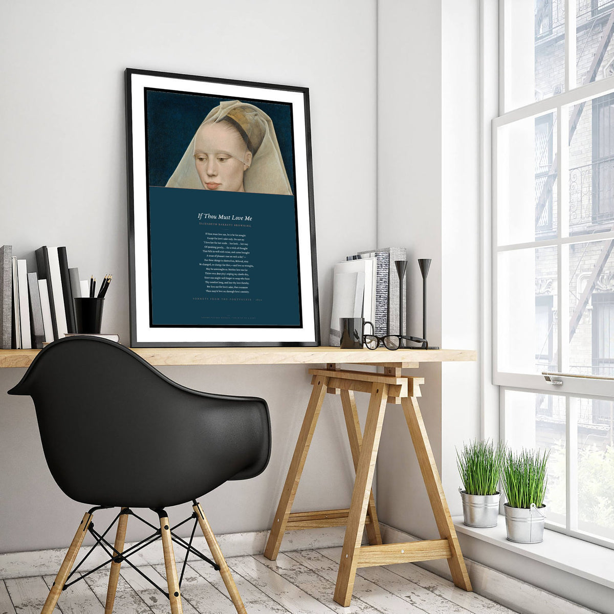 If Thou Must Love Me by Elizabeth Barrett Browning Art Print - Full Poem beneath Portrait of a Lady Classic Painting - Sonnet 14 Poster