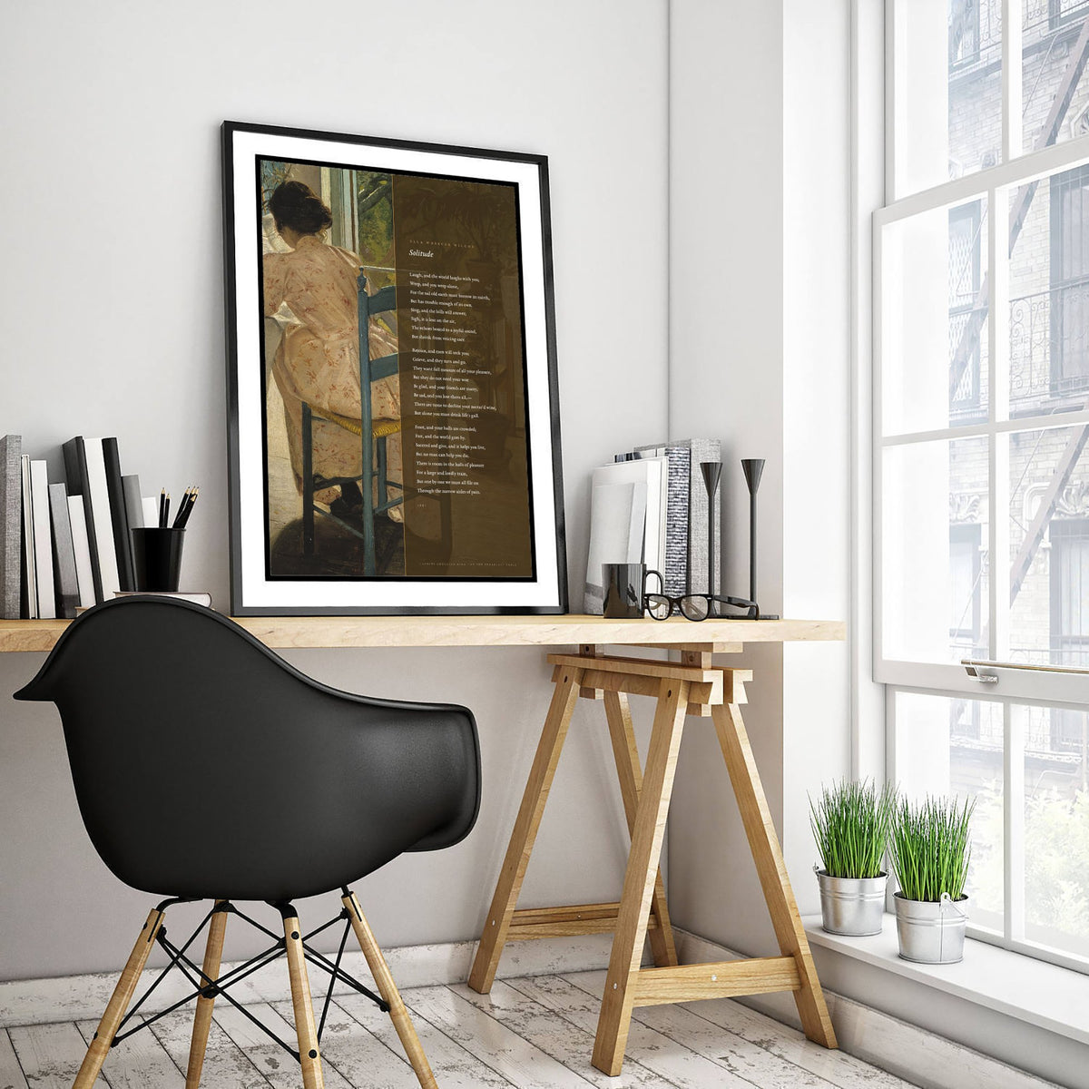 Solitude by Ella Wheeler Wilcox Art Print - Full Poem beside At the Breakfast Table Classic Painting - Laugh and the World Laughs Poster