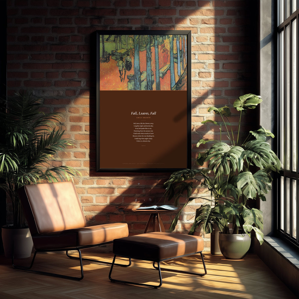 Fall, Leaves, Fall by Emily Bronte Art Print - Full Poem beneath Van Gogh Les Alyscamps Falling Autumn Leaves Painting - Poetry Poster
