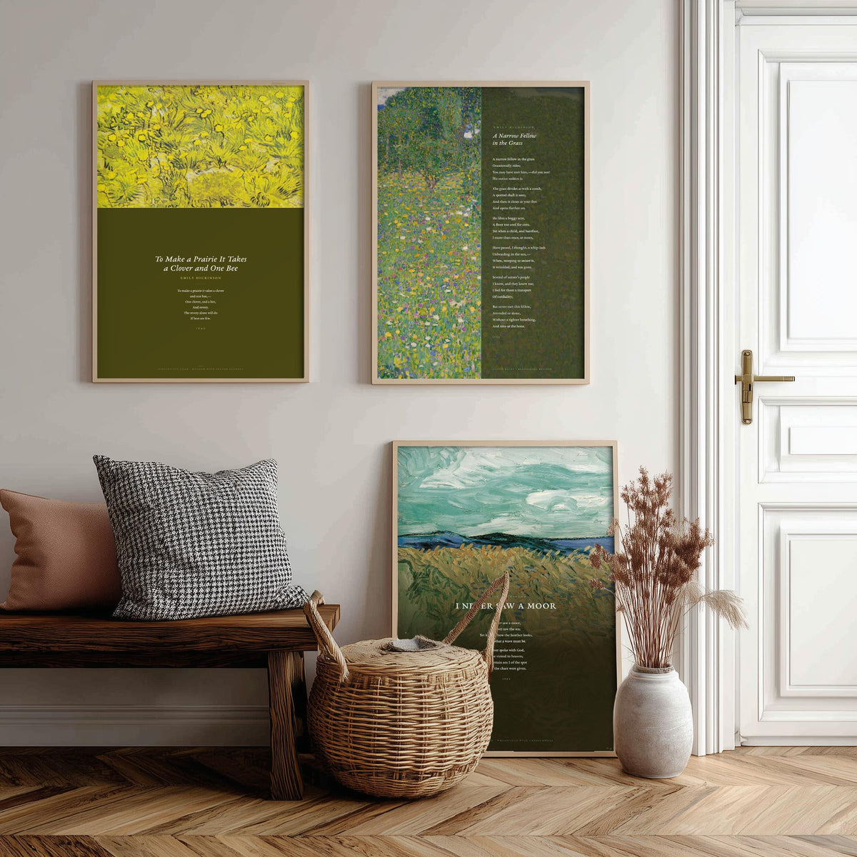Emily Dickinson Nature Poems Set of Three Art Prints - A Narrow Fellow in the Grass, I Never Saw a Moor - Van Gogh Painting Poster V2