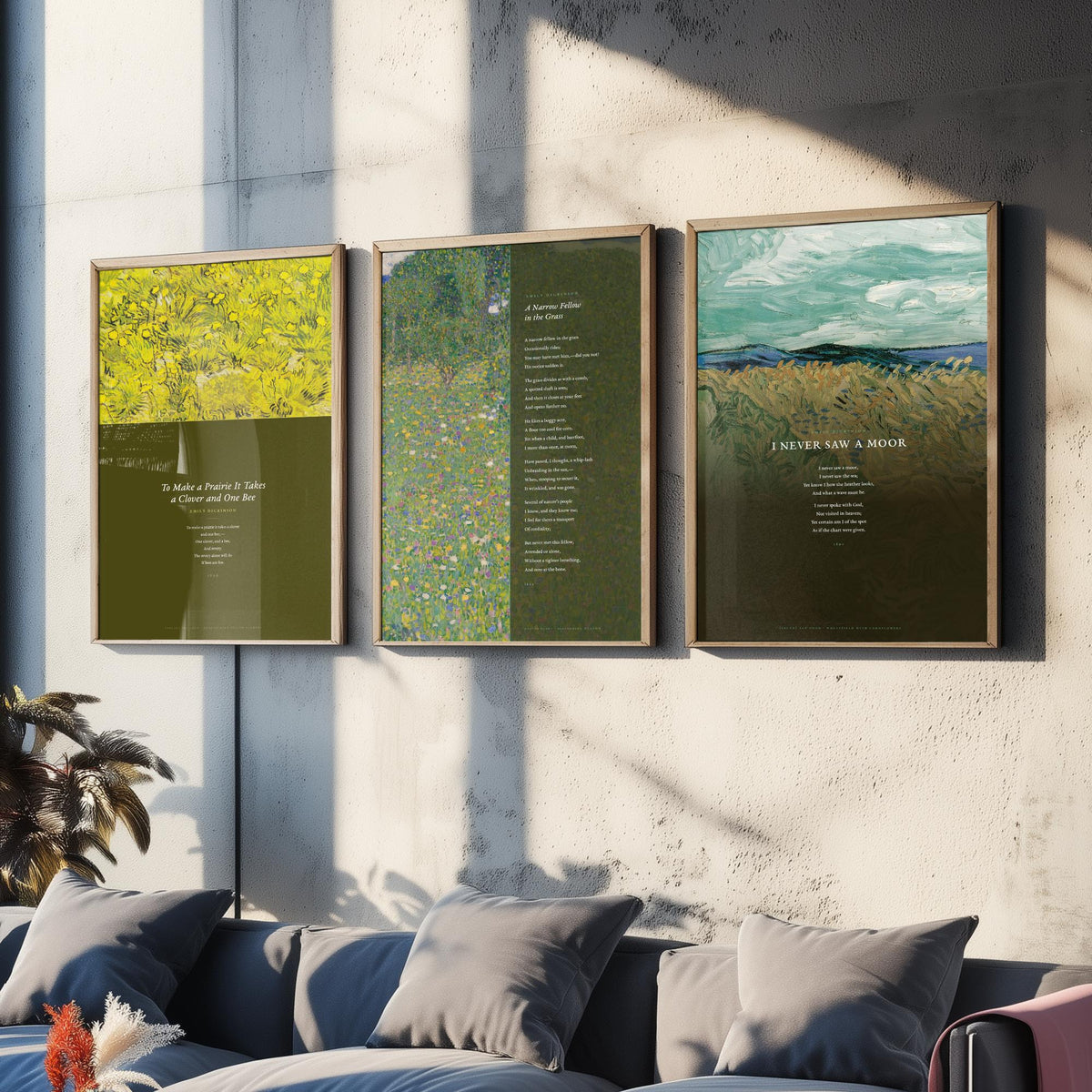 Emily Dickinson Nature Poems Set of Three Art Prints - A Narrow Fellow in the Grass, I Never Saw a Moor - Van Gogh Painting Poster V2