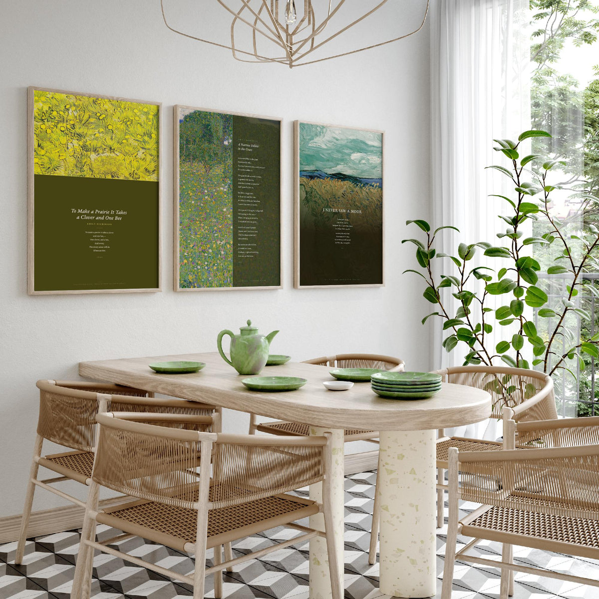 Emily Dickinson Nature Poems Set of Three Art Prints - A Narrow Fellow in the Grass, I Never Saw a Moor - Van Gogh Painting Poster V2