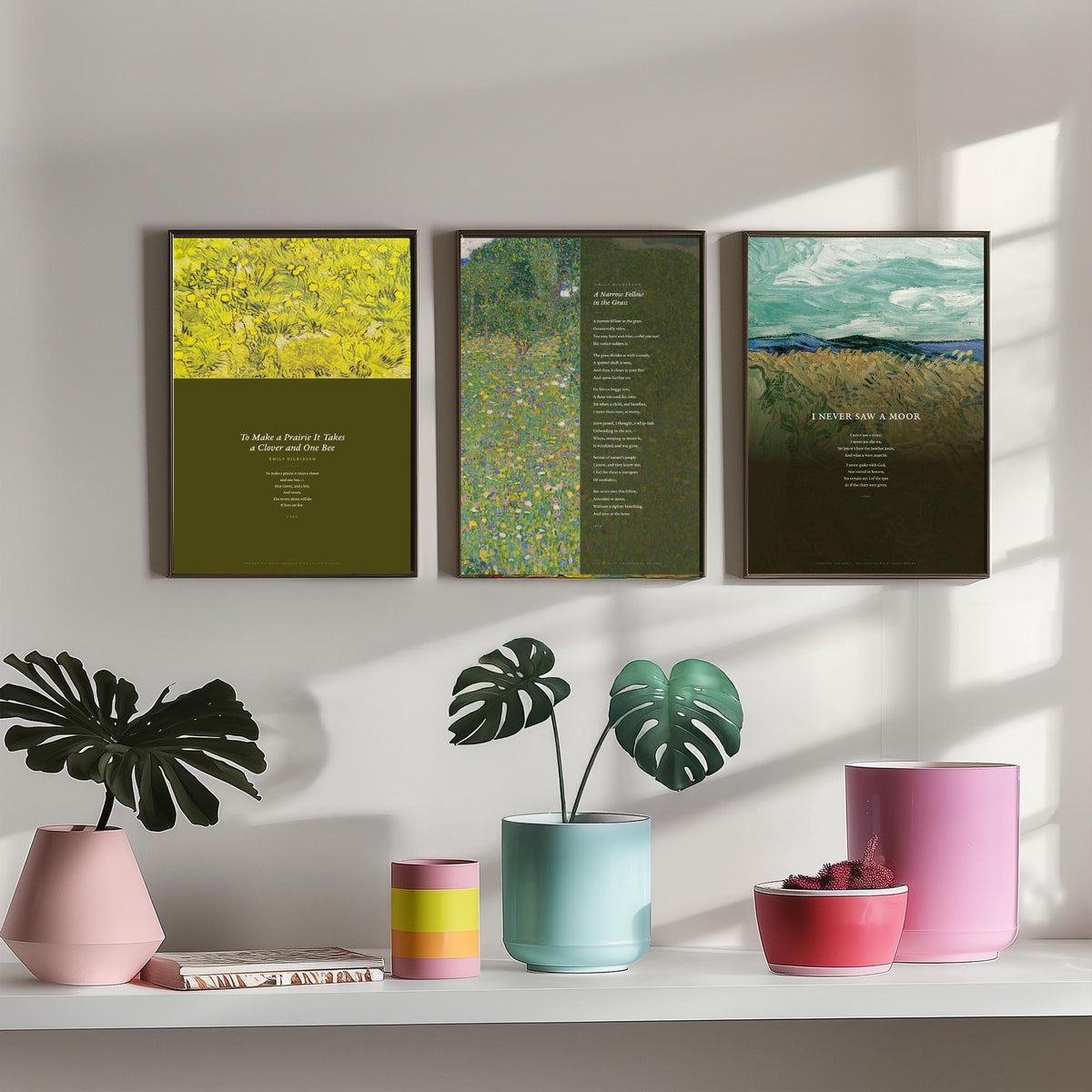 Emily Dickinson Nature Poems Set of Three Art Prints - A Narrow Fellow in the Grass, I Never Saw a Moor - Van Gogh Painting Poster V2