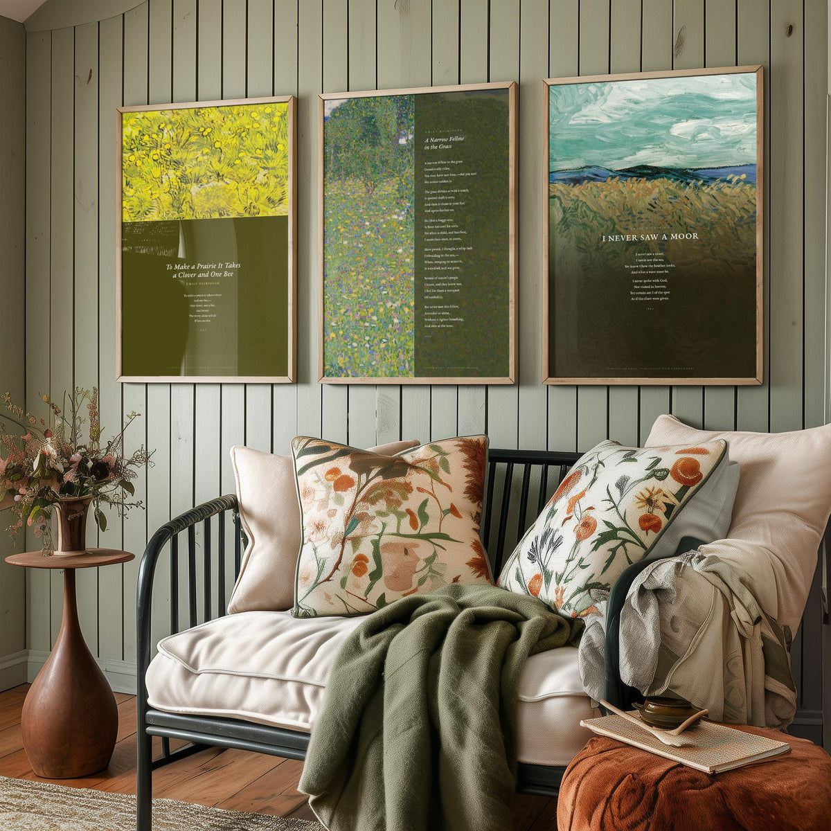 Emily Dickinson Nature Poems Set of Three Art Prints - A Narrow Fellow in the Grass, I Never Saw a Moor - Van Gogh Painting Poster V2