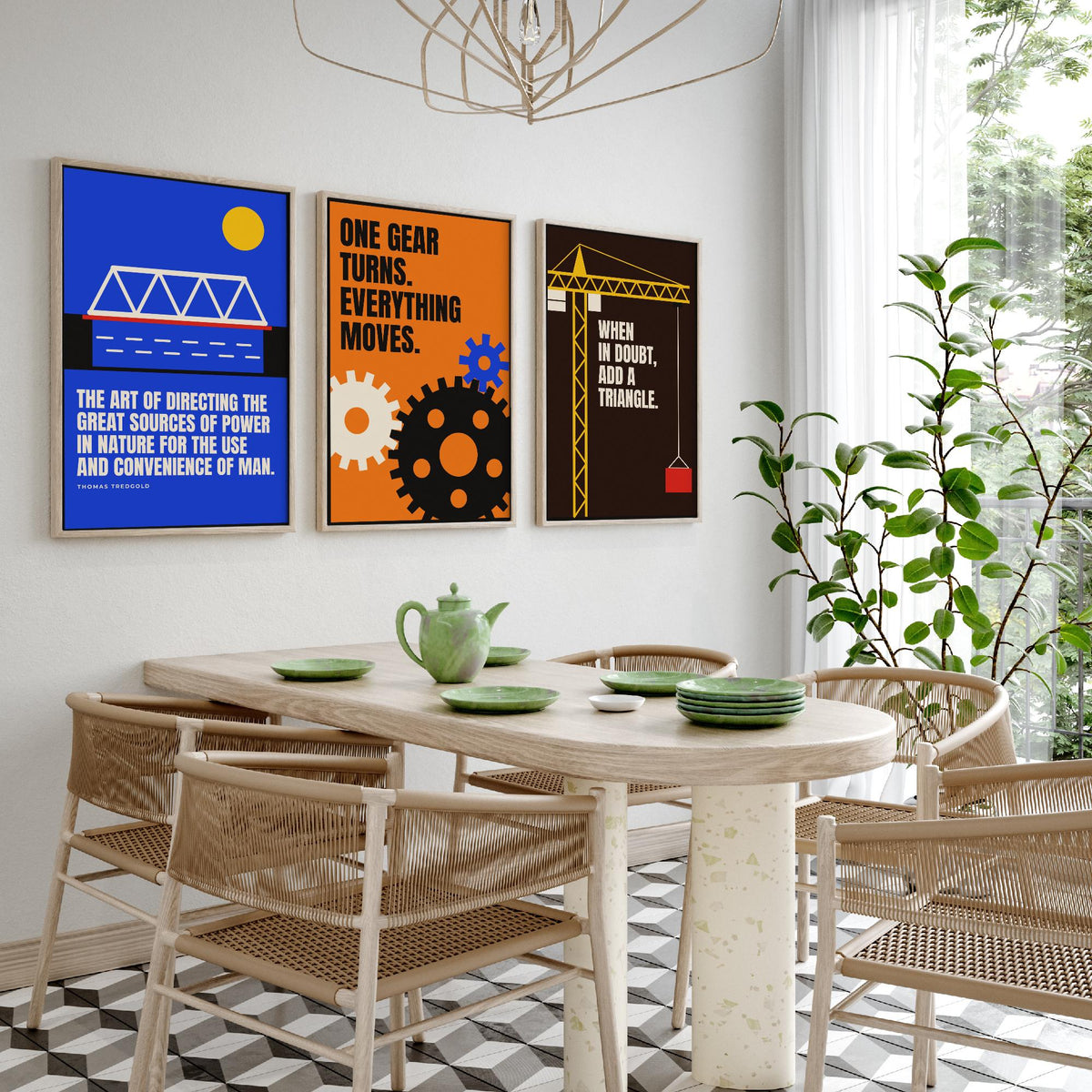 Engineering Quotes Set of Three Art Prints - 3 Bauhaus Engineer Posters - Minimalist Tech Wall Art Illustration V1
