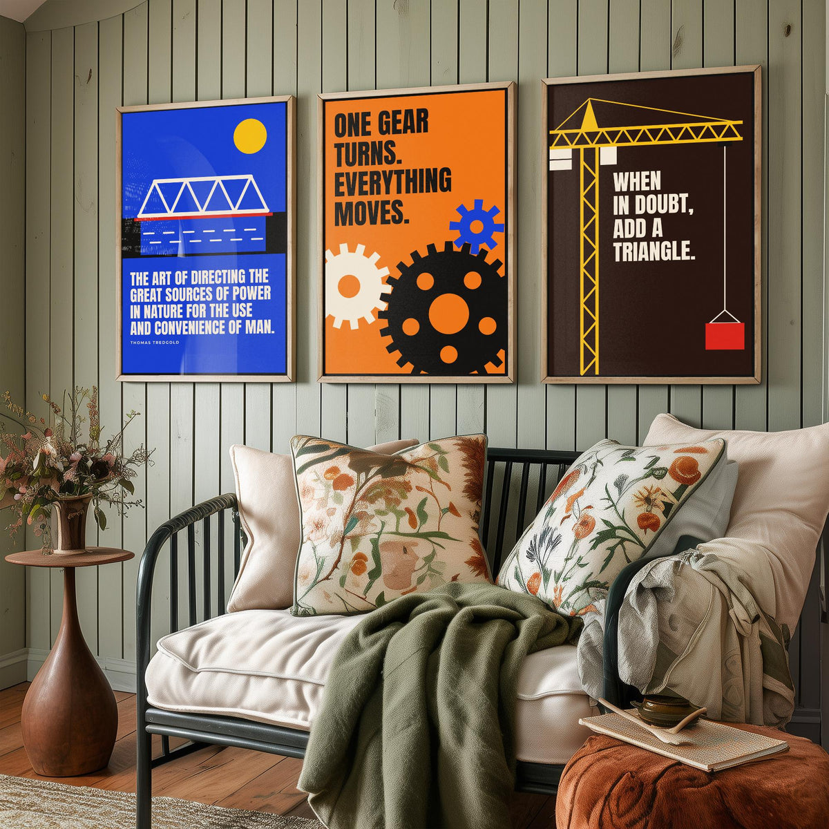 Engineering Quotes Set of Three Art Prints - 3 Bauhaus Engineer Posters - Minimalist Tech Wall Art Illustration V1