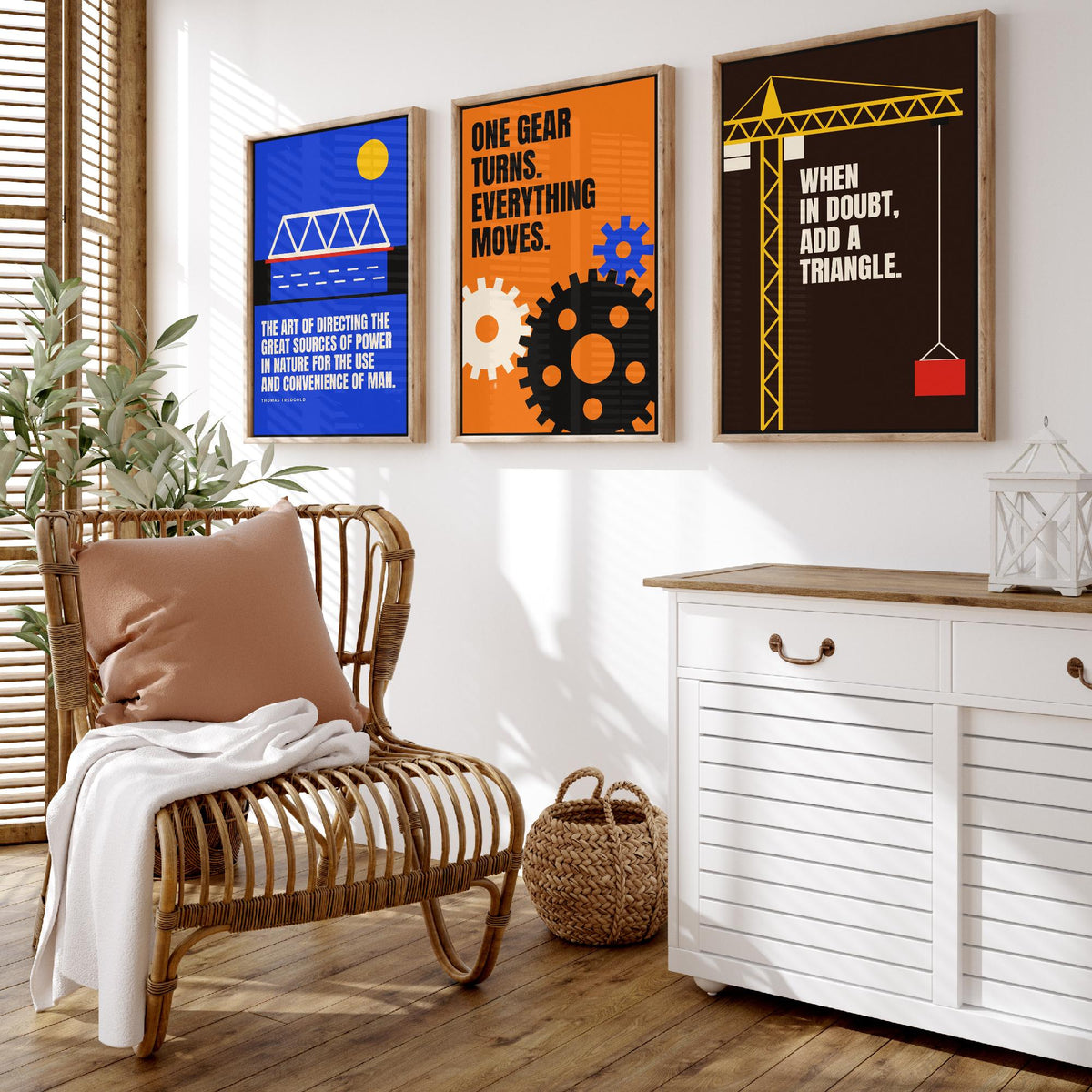 Engineering Quotes Set of Three Art Prints - 3 Bauhaus Engineer Posters - Minimalist Tech Wall Art Illustration V1