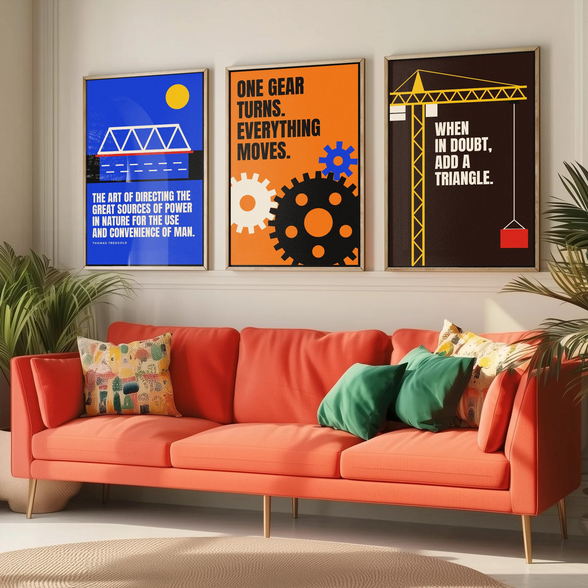 Engineering Quotes Set of Three Art Prints - 3 Bauhaus Engineer Posters - Minimalist Tech Wall Art Illustration V1