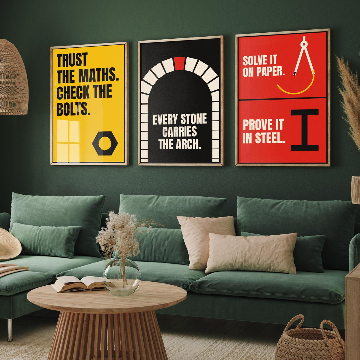 Engineering Quotes Set of Three Art Prints - 3 Retro Bauhaus Engineer Posters - Minimalist Tech Wall Art Illustration V2