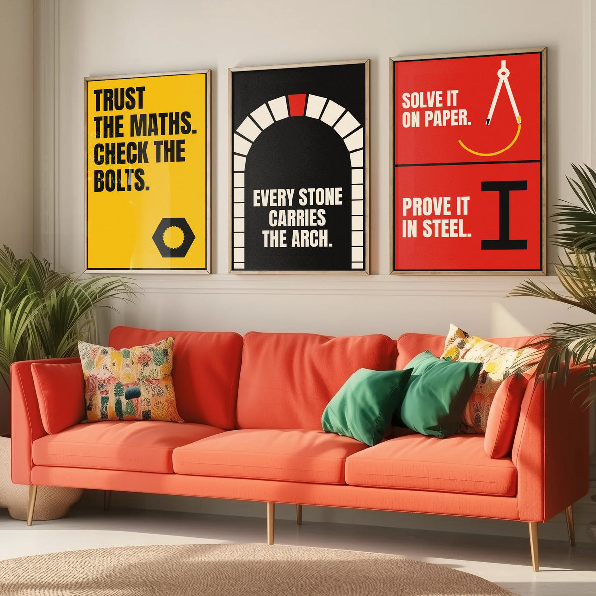 Engineering Quotes Set of Three Art Prints - 3 Retro Bauhaus Engineer Posters - Minimalist Tech Wall Art Illustration V2