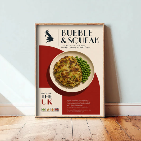 Bubble & Squeak Art Print - Classic British Food Poster - Editorial Illustration - UK Kitchen Wall Art 1/3