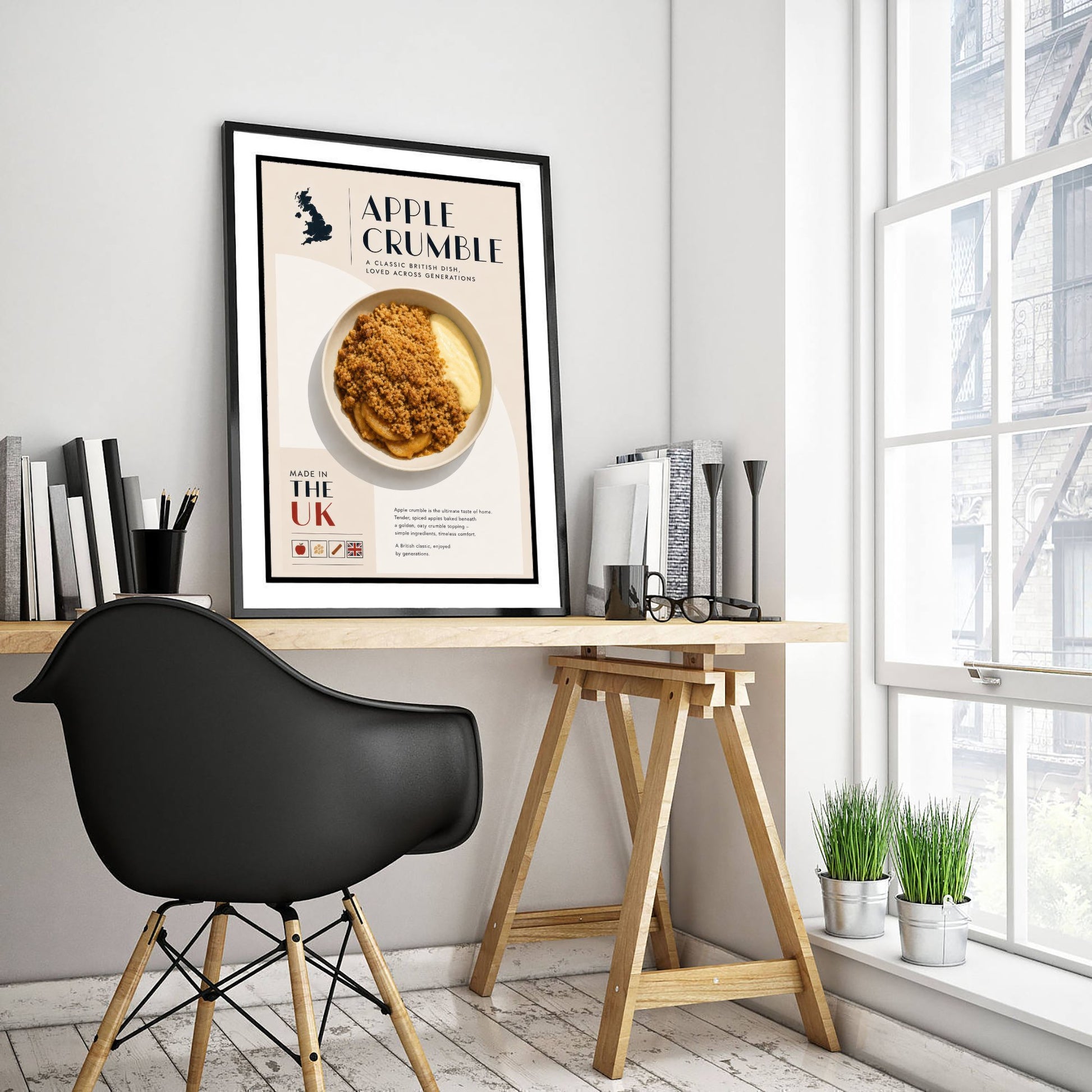 Apple Crumble Art Print - Classic British Food Poster - Editorial Illustration - UK Kitchen Wall Art 3/3