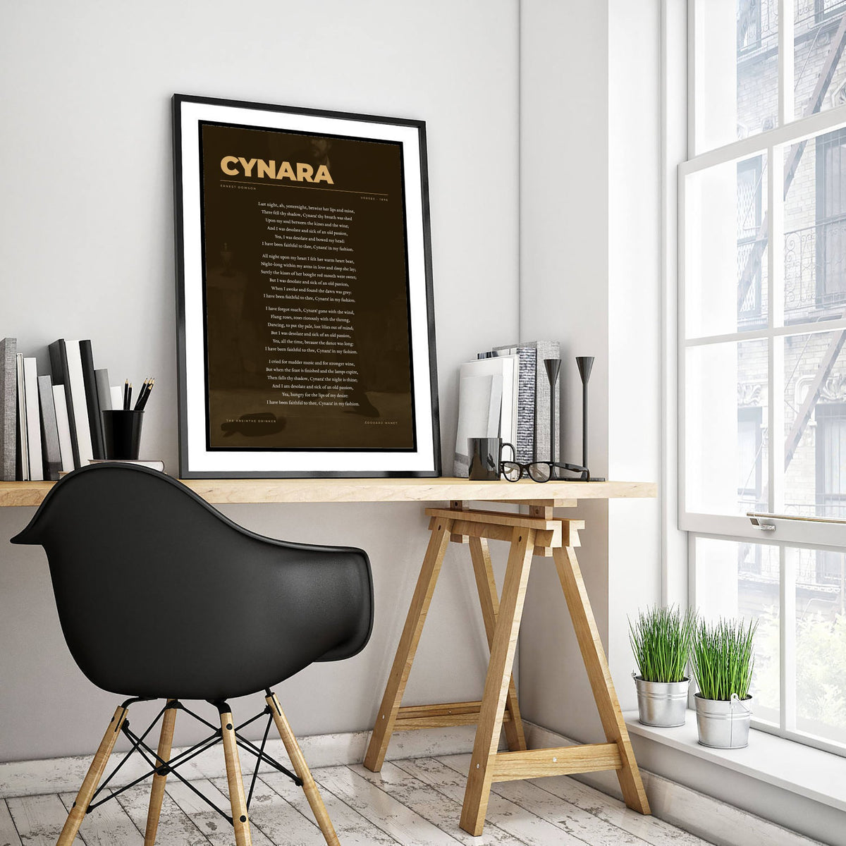 Cynara by Ernest Dowson Art Print - Full Poem over Manet The Absinthe Drinker Painting - Faithful in My Fashion Decadent Poetry Poster