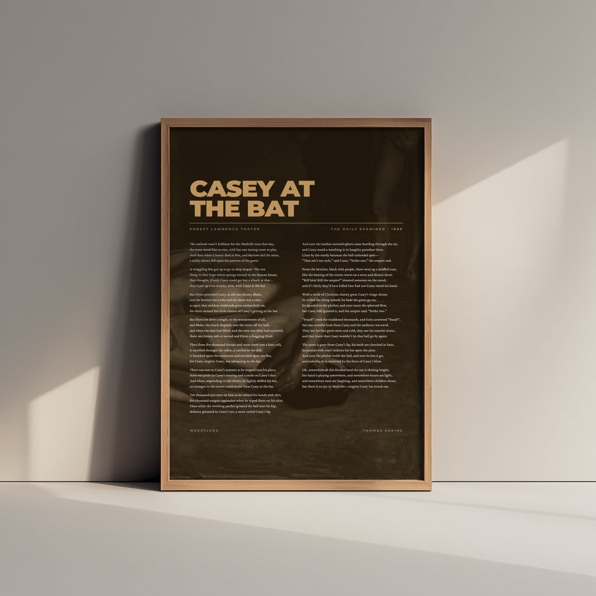 Casey at the Bat by Ernest Lawrence Thayer Art Print - Full Poem over Classic Painting - Vintage Baseball Poetry Poster - Mudville Nine