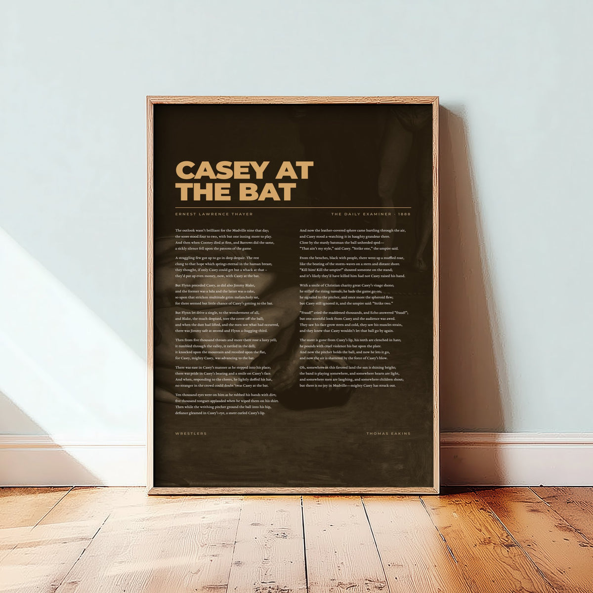 Casey at the Bat by Ernest Lawrence Thayer Art Print - Full Poem over Classic Painting - Vintage Baseball Poetry Poster - Mudville Nine
