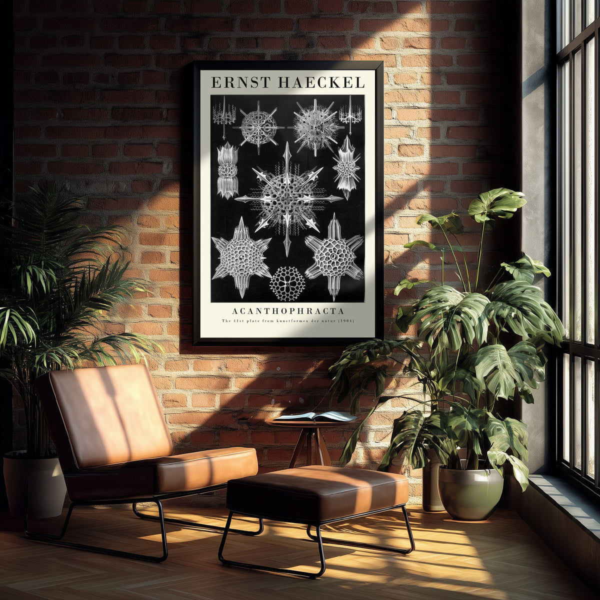 Radiolarians Art Print - Ernst Haeckel Poster - Acanthophracta Plate 41 - Black Art Forms in Nature Illustration