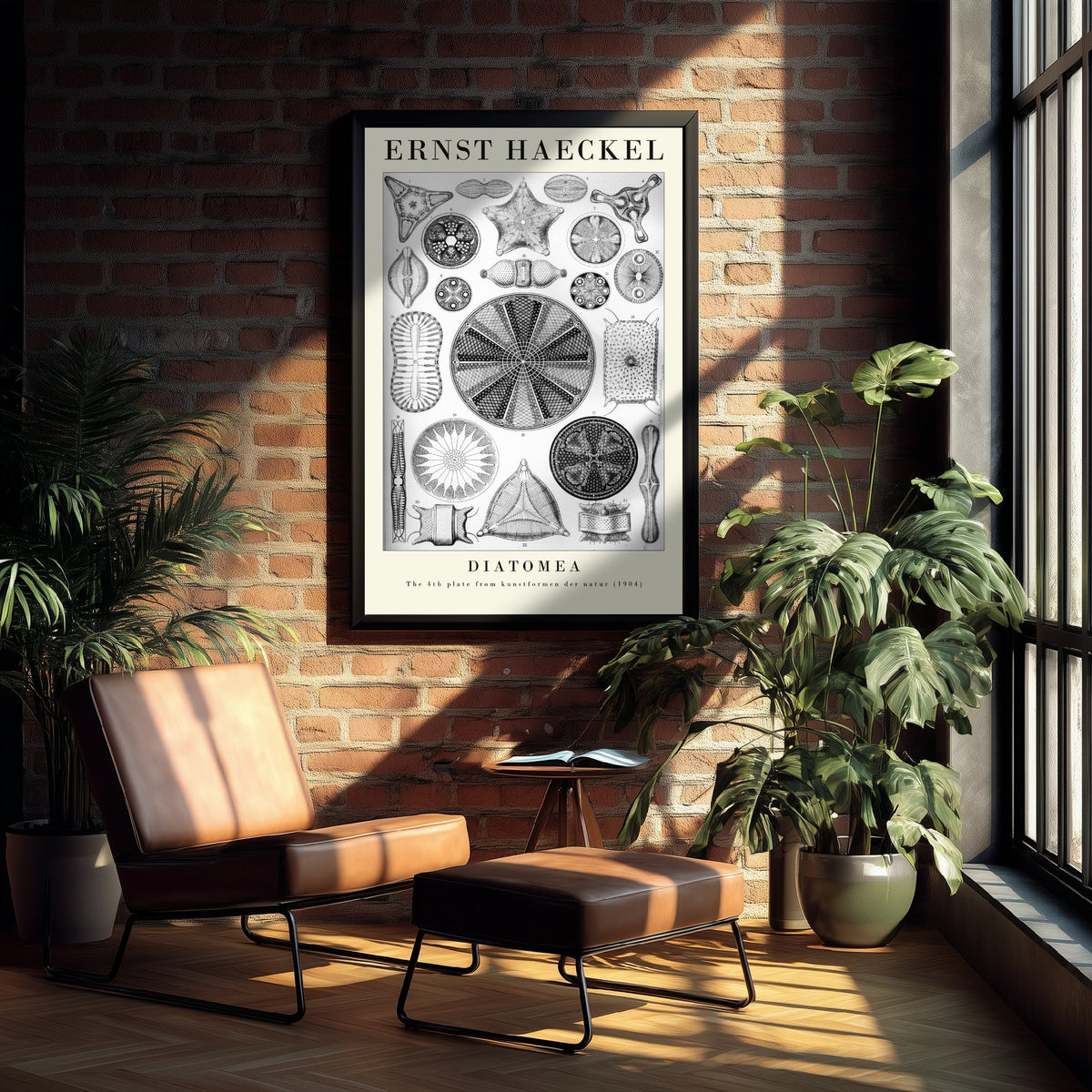 Diatoms Art Print - Ernst Haeckel Poster - Diatomea Plate 4 - Black & White Art Forms in Nature Illustration